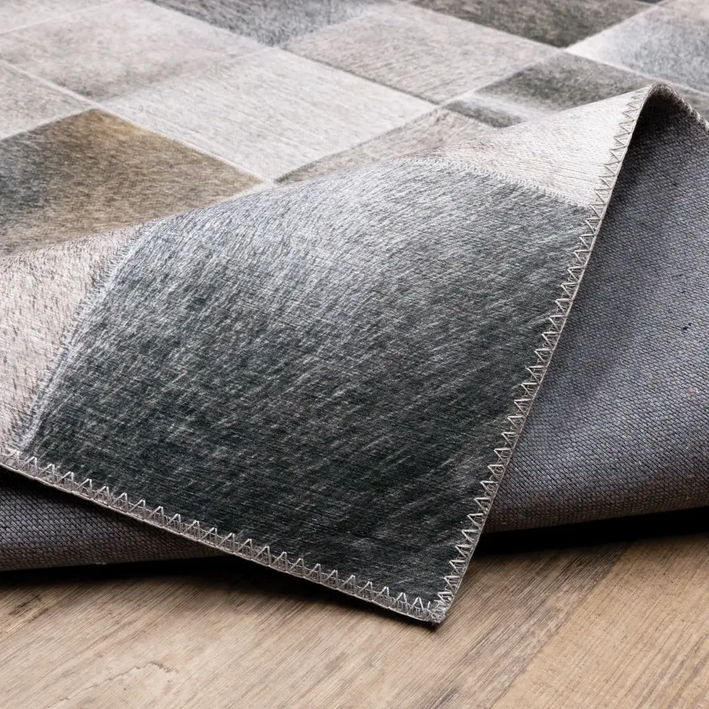 9' X 12' Grey Charcoal Brown And Beige Geometric Power Loom Stain Resistant Area Rug - Image 8
