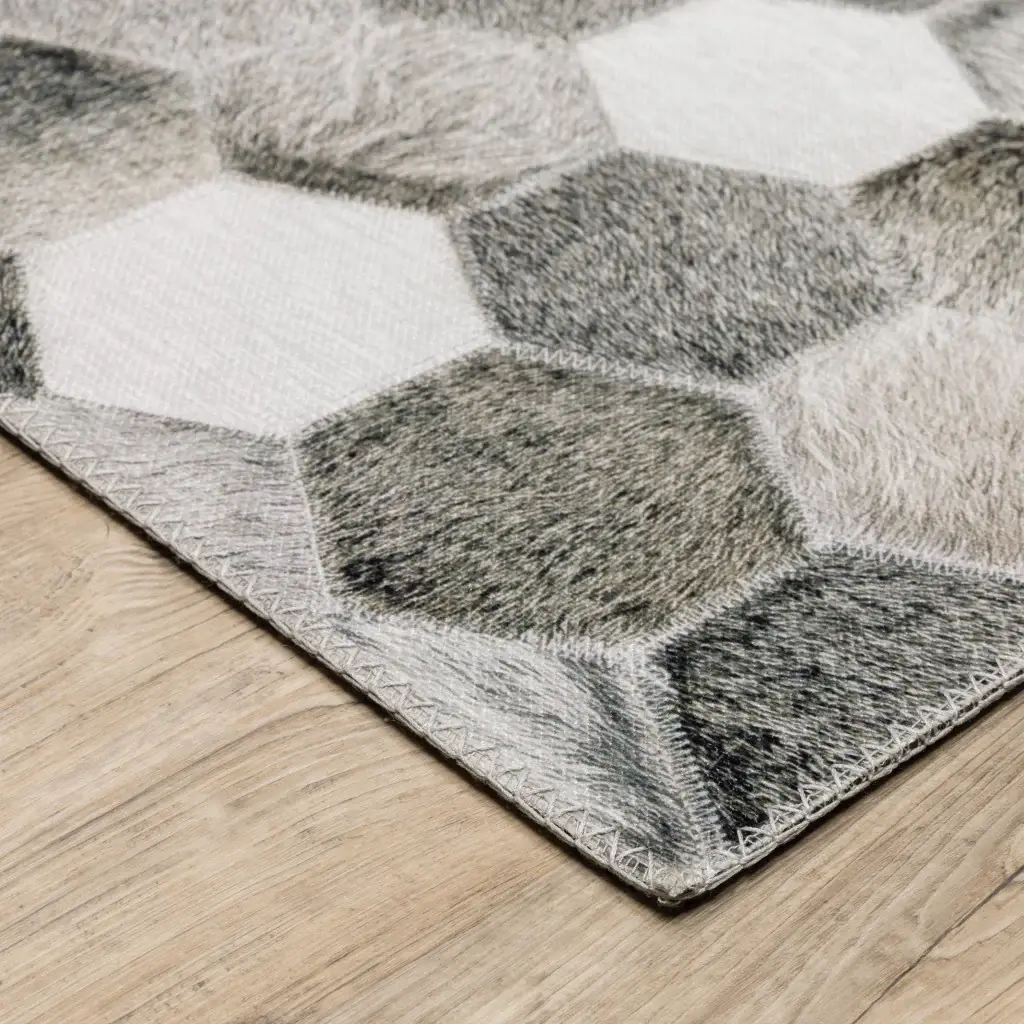 9' X 12' Grey Charcoal Brown Tan And Ivory Geometric Power Loom Stain Resistant Area Rug - Image 5