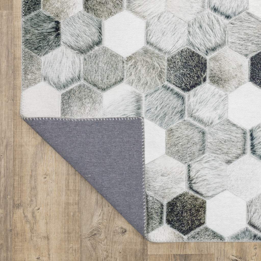 9' X 12' Grey Charcoal Brown Tan And Ivory Geometric Power Loom Stain Resistant Area Rug - Image 7