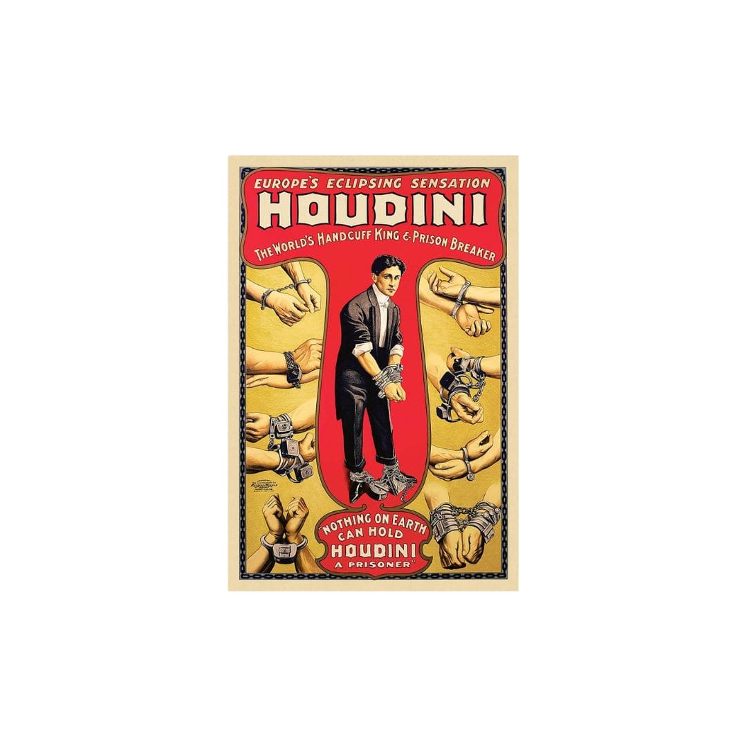9" X 12" Houdini Handcuff King Vintage Magic Poster Wall Art - Image 2