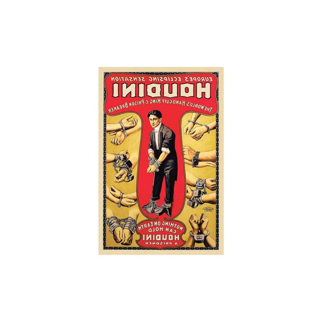 9" X 12" Houdini Handcuff King Vintage Magic Poster Wall Art - Image 3