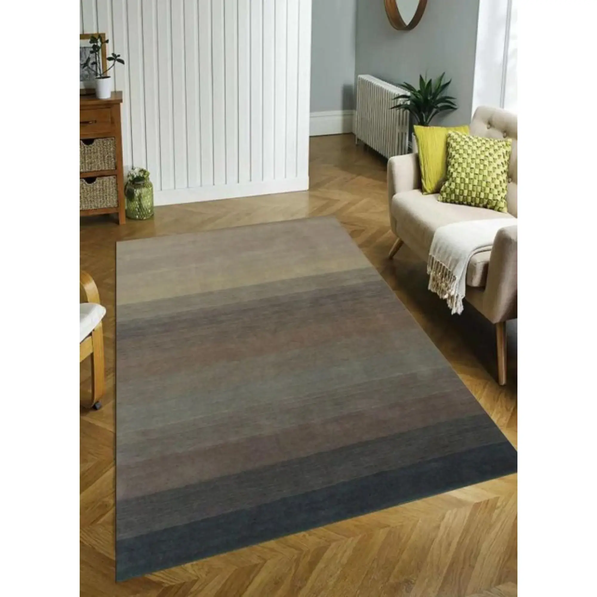 9' X 12' Indigo And Tan Hand Loomed Non Skid Area Rug - Image 4
