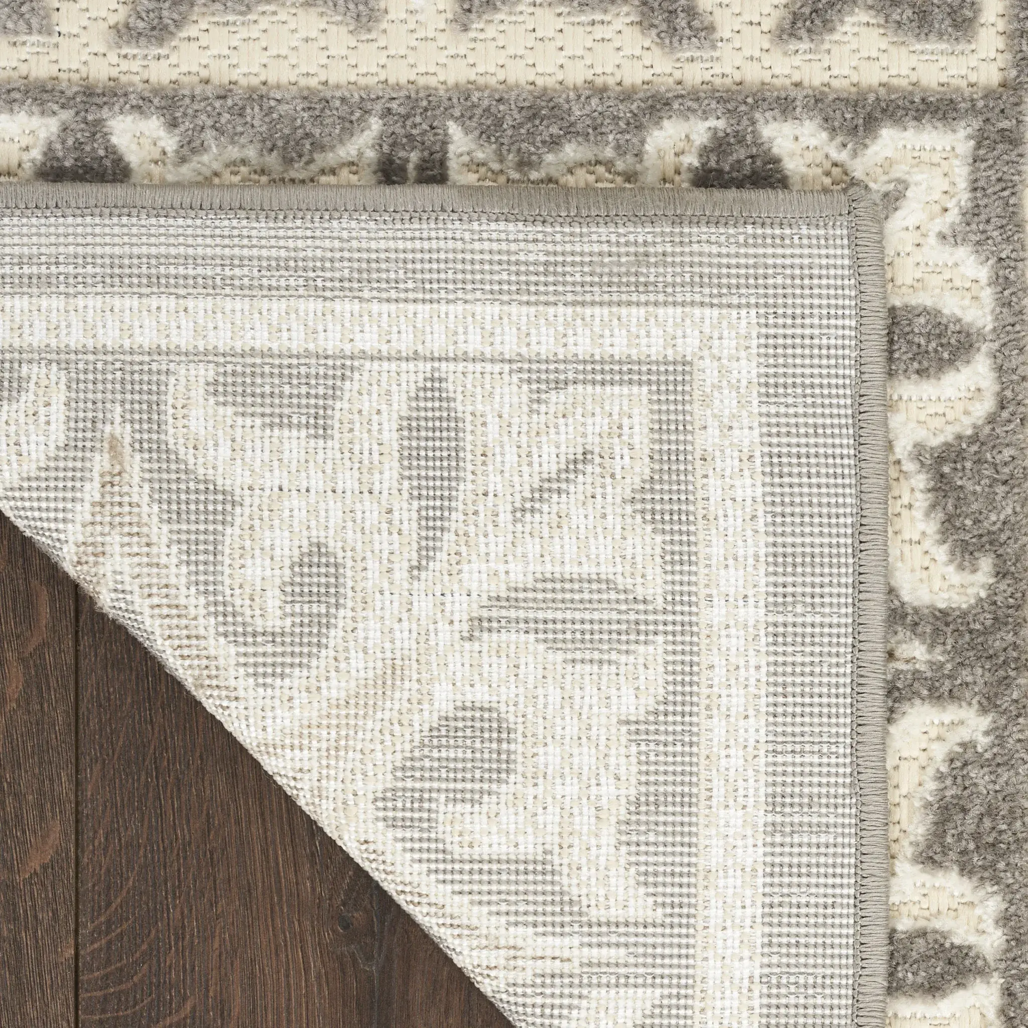 9' X 12' Ivory And Grey Fleur De Lis Stain Resistant Non Skid Area Rug - Image 3