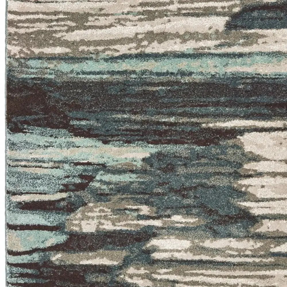 9' X 12' Ivory Blue Gray Abstract Layers Indoor Area Rug - Image 2