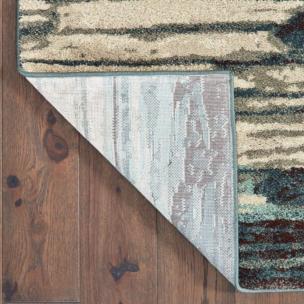 9' X 12' Ivory Blue Gray Abstract Layers Indoor Area Rug - Image 5