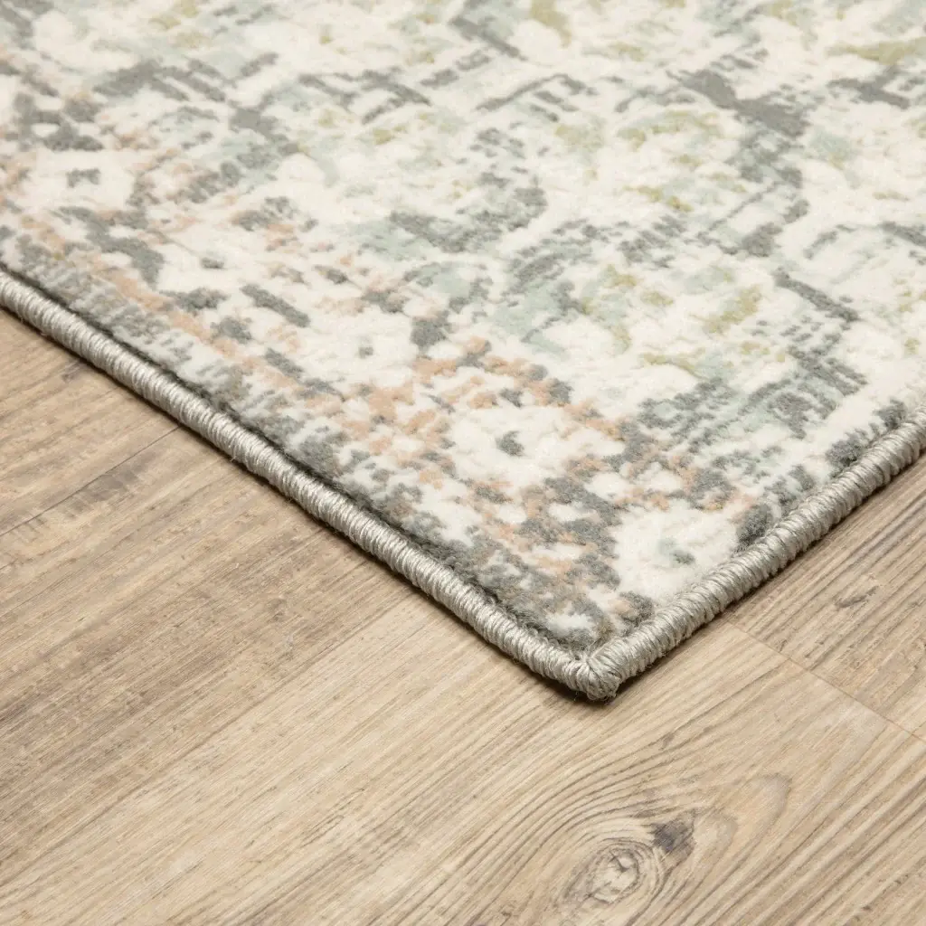 9' X 12' Ivory Grey Distresed Oversize Medallion Indoor Area Rug - Image 4