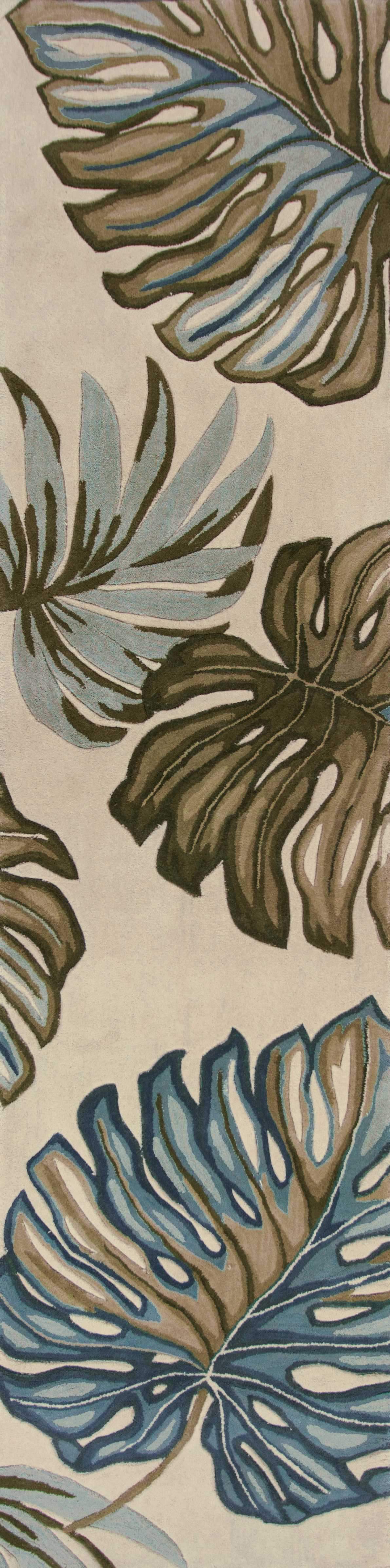 9' X 12' Ivory Hand Tufted Monstera Indoor Area Rug