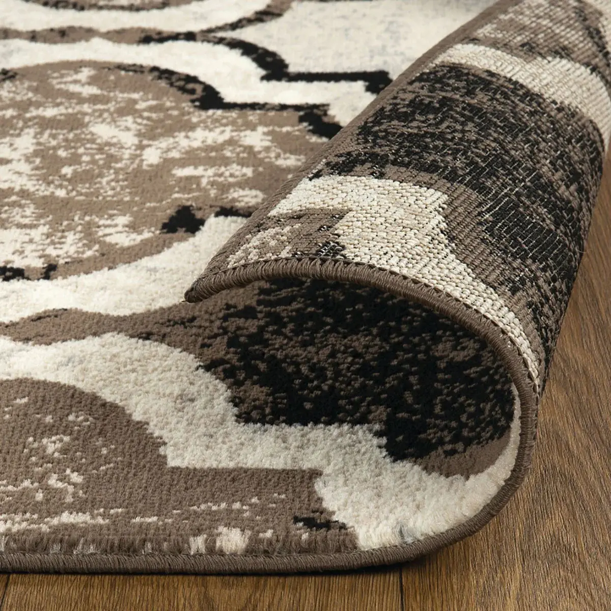 9' X 12' Ivory Quatrefoil Power Loom Distressed Stain Resistant Area Rug - Image 3