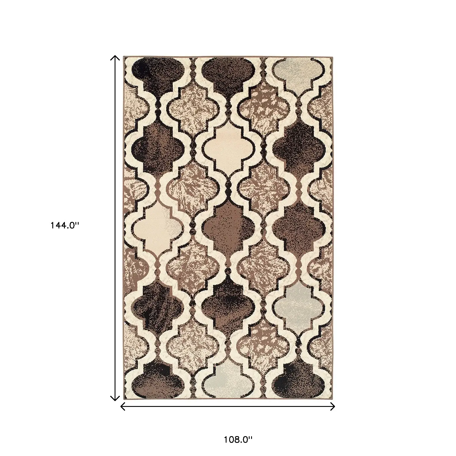 9' X 12' Ivory Quatrefoil Power Loom Distressed Stain Resistant Area Rug - Image 7