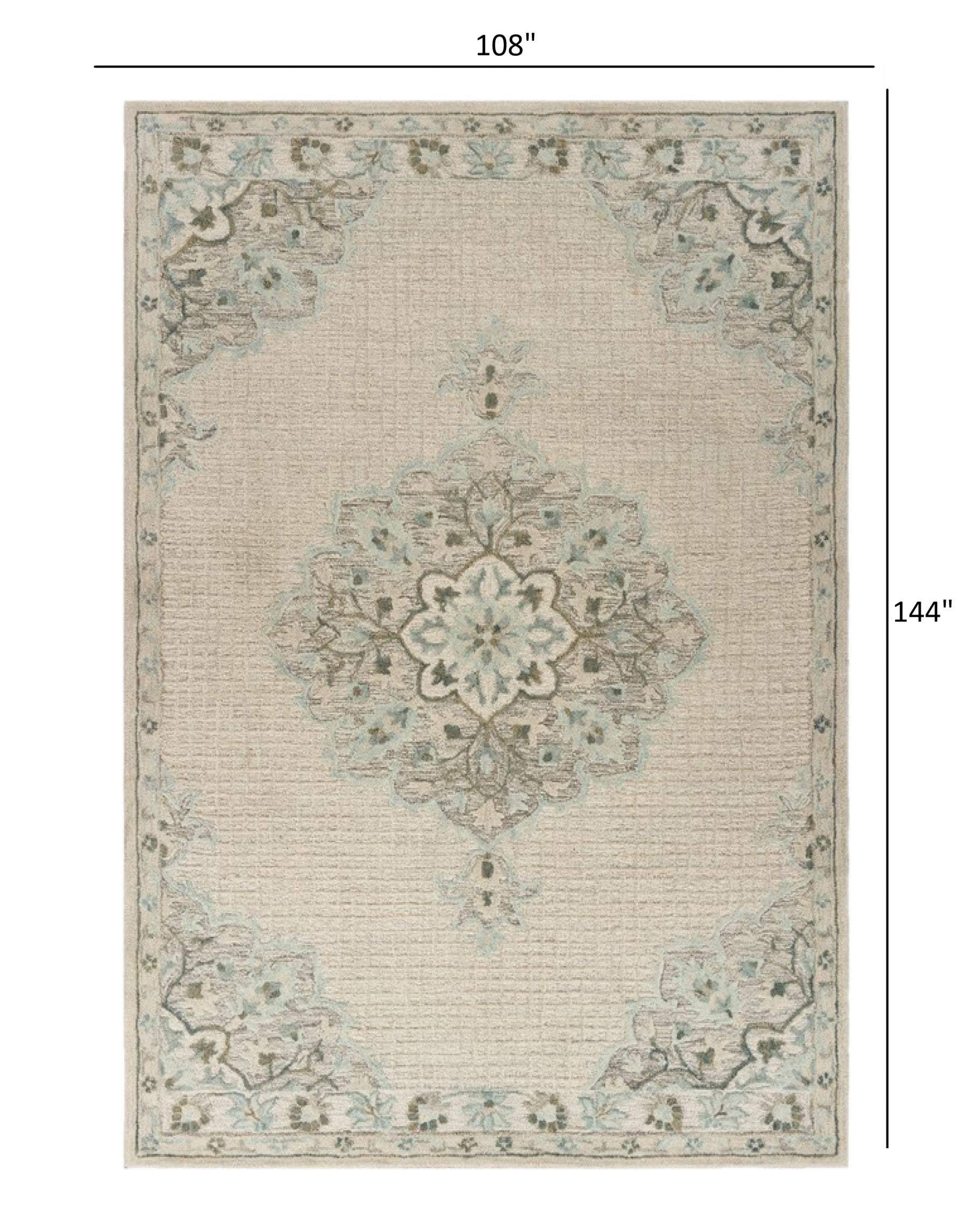 9' X 12' Ivory Wool Handmade Area Rug - Image 3