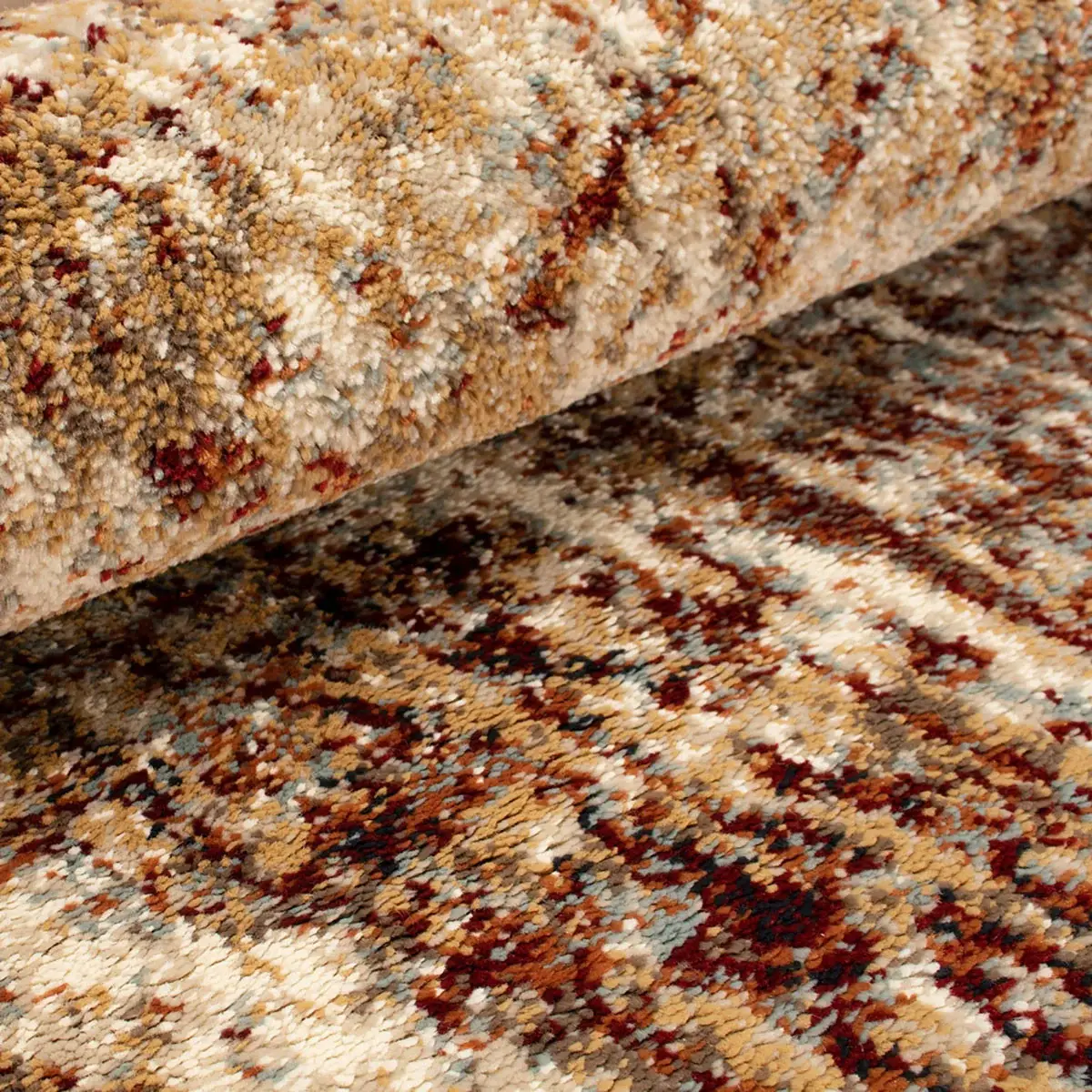 9' X 12' Maroon And Gold Abstract Power Loom Distressed Stain Resistant Area Rug - Image 3