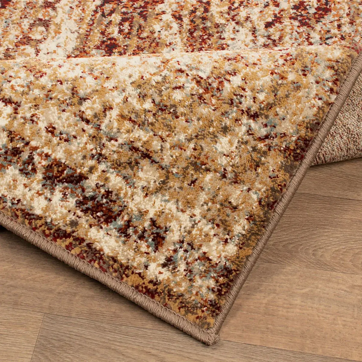 9' X 12' Maroon And Gold Abstract Power Loom Distressed Stain Resistant Area Rug - Image 5