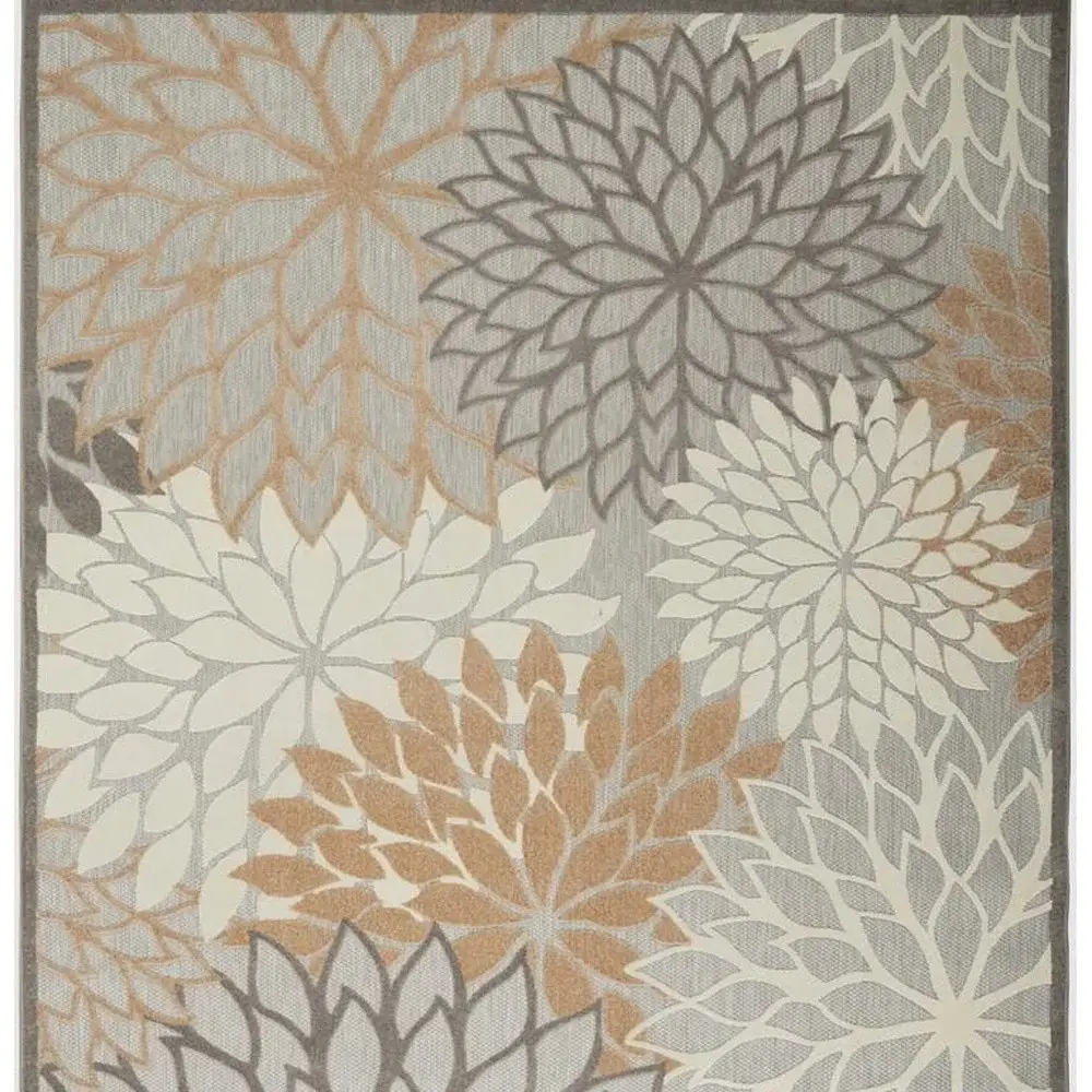 9' X 12' Natural Floral Non Skid Indoor Outdoor Area Rug - Image 2