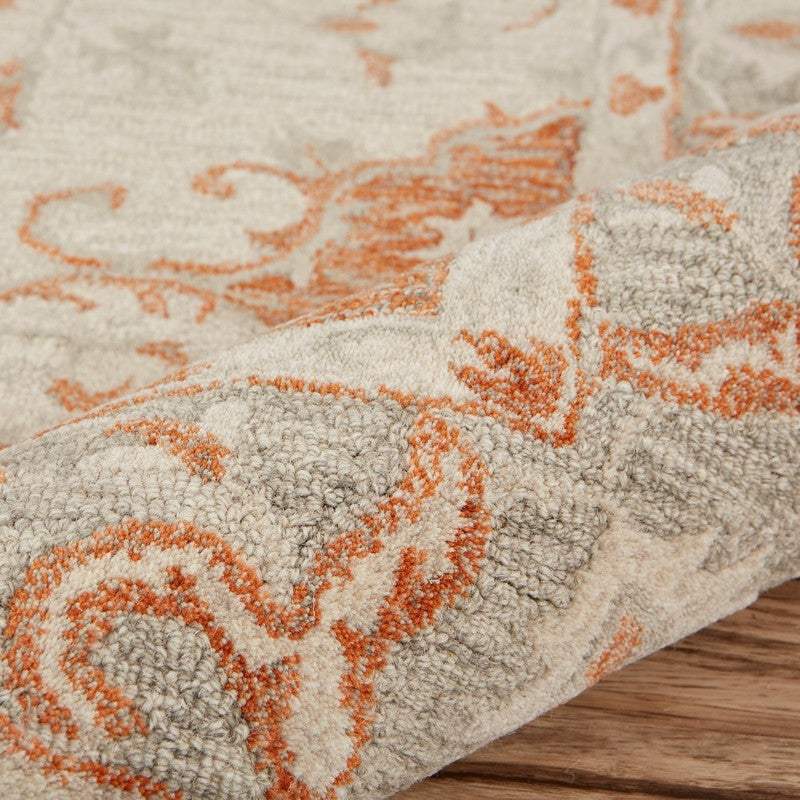 9' X 12' Orange and Ivory Medallion Area Rug - Image 2