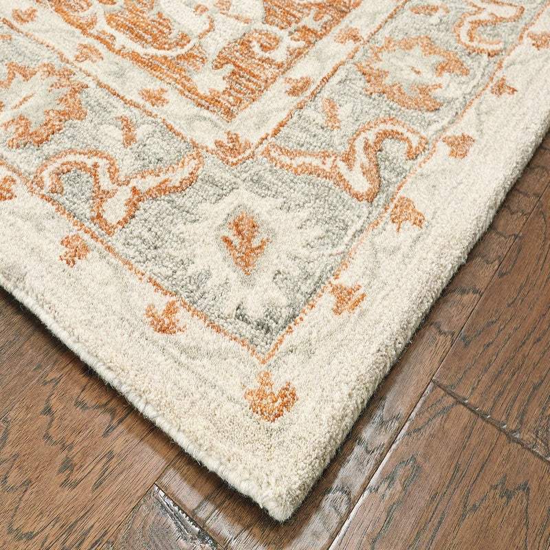 9' X 12' Orange and Ivory Medallion Area Rug - Image 6