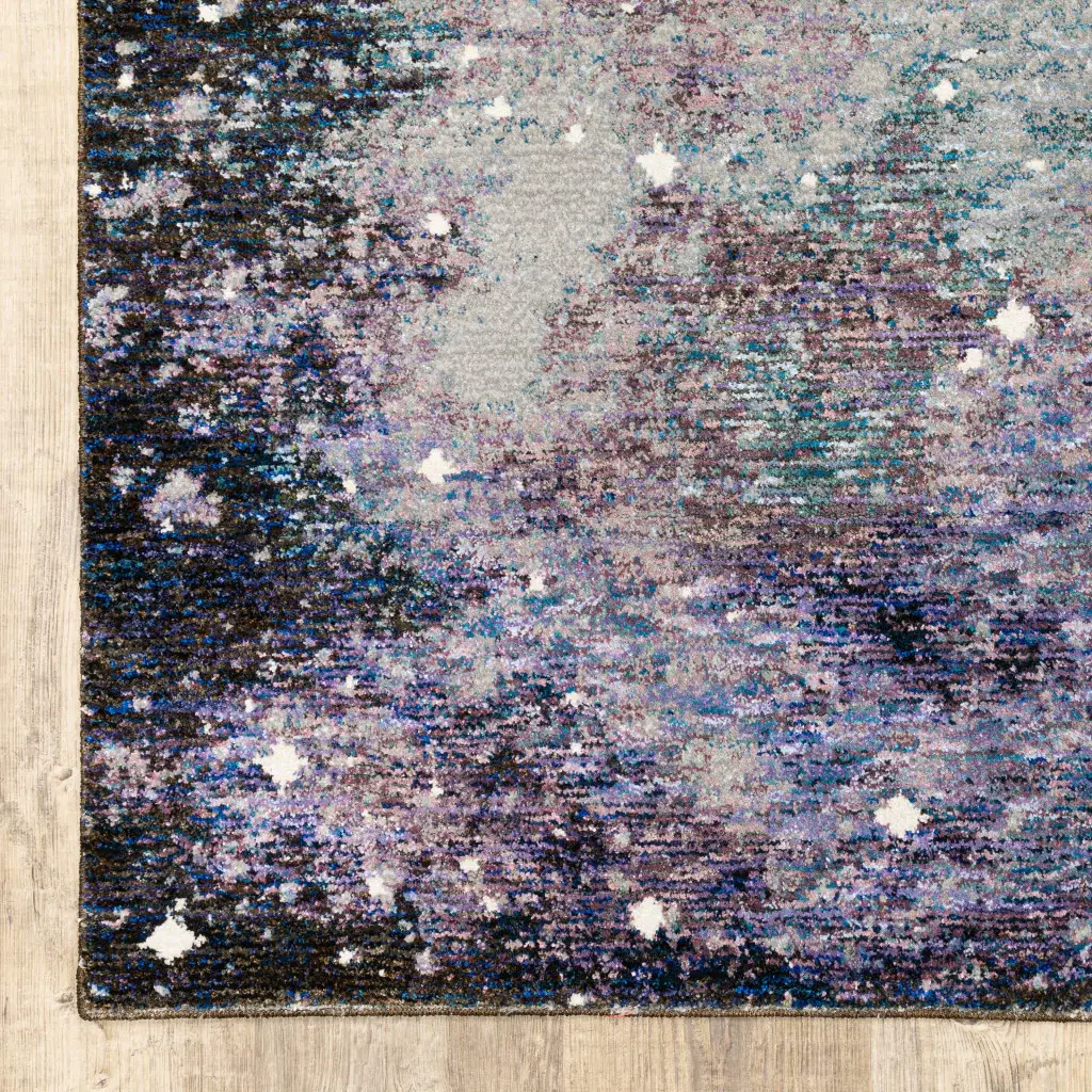 9' X 12' Purple and Ivory Abstract Power Loom Area Rug - Image 4