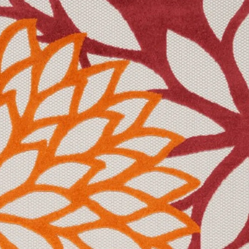 9' X 12' Red Floral Non Skid Indoor Outdoor Area Rug - Image 2