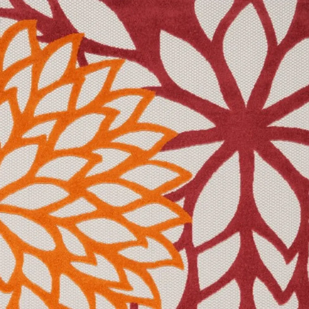 9' X 12' Red Floral Non Skid Indoor Outdoor Area Rug - Image 3