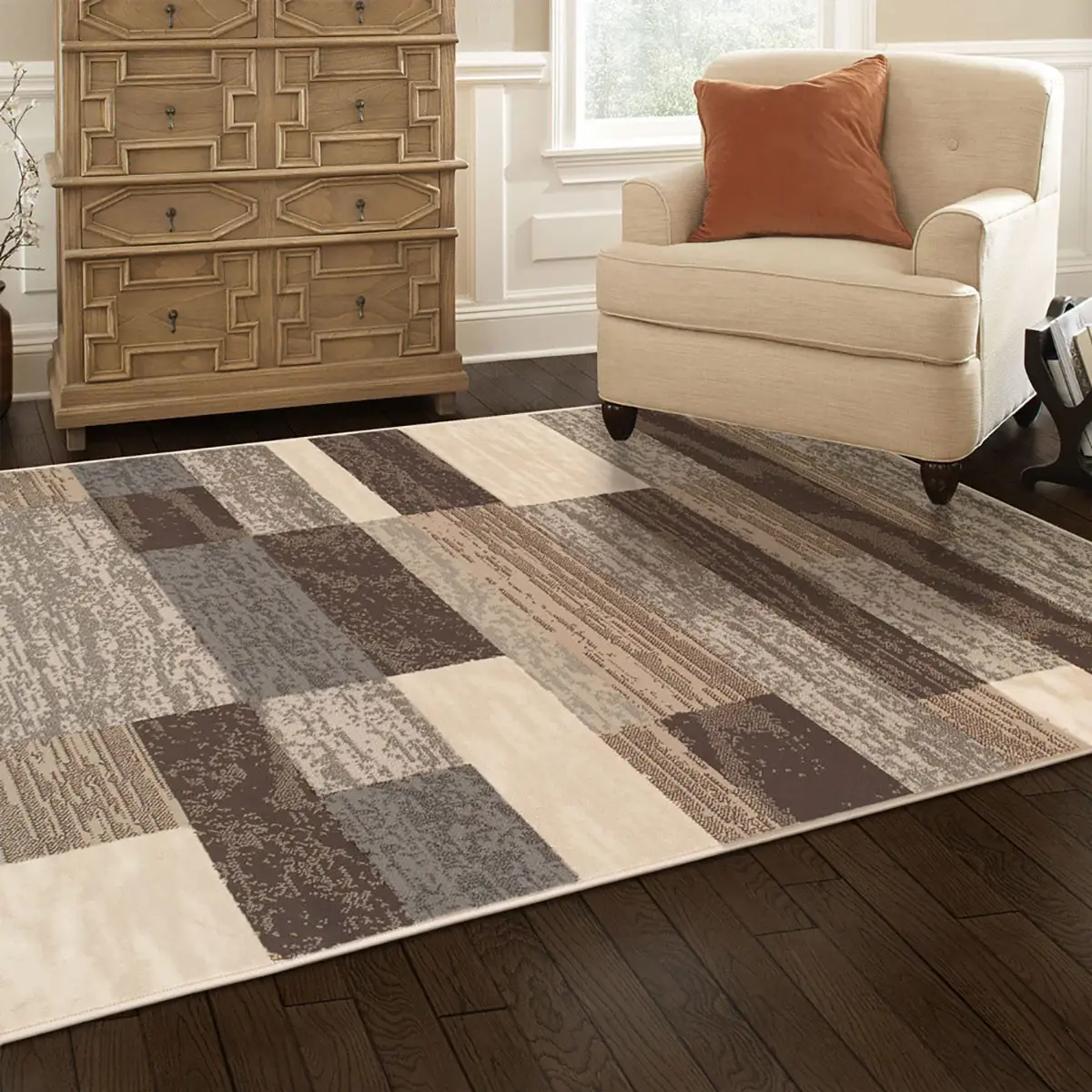 9' X 12' Slate Patchwork Power Loom Stain Resistant Area Rug - Image 3