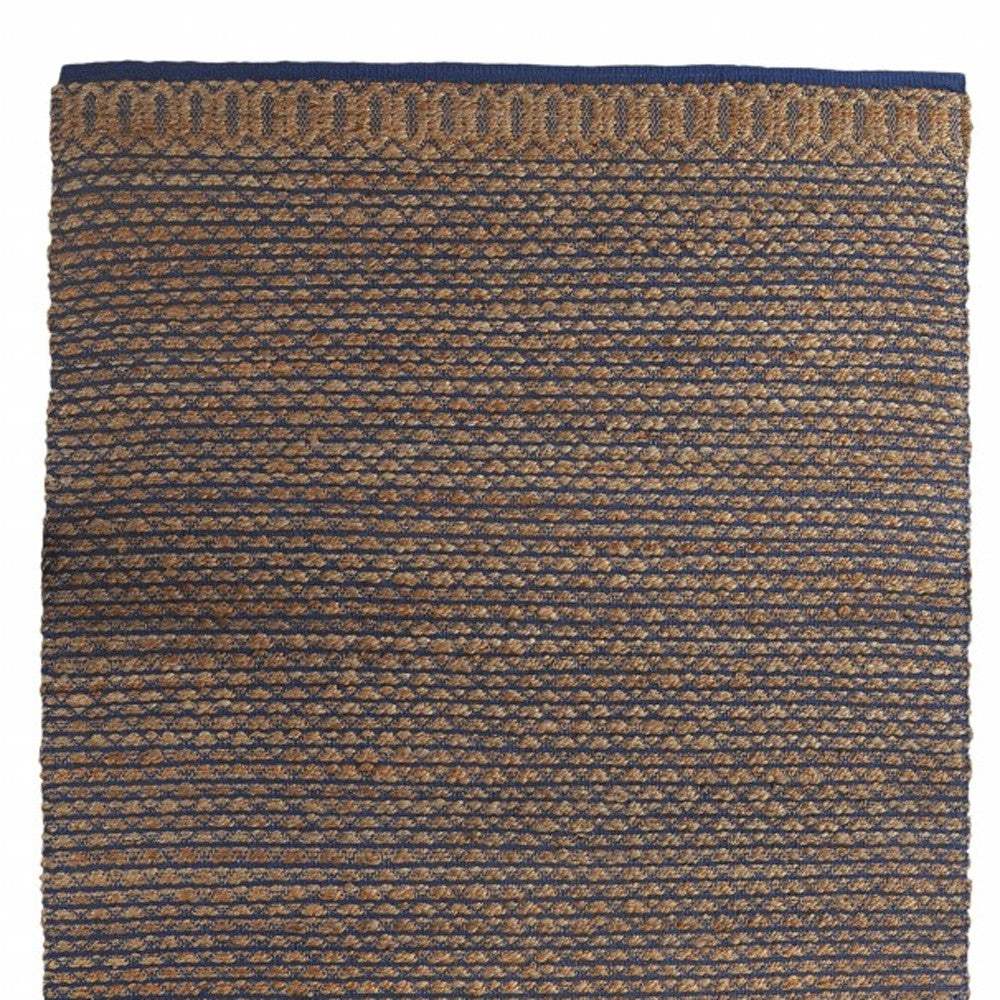 9' X 12' Tan and Blue Detailed Lattice Area Rug - Image 3
