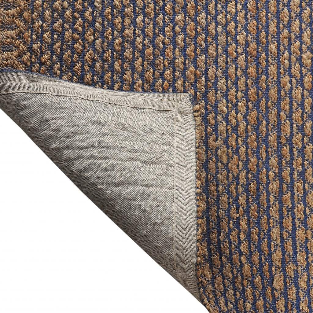 9' X 12' Tan and Blue Detailed Lattice Area Rug - Image 4
