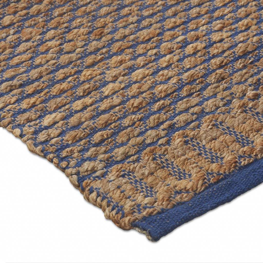9' X 12' Tan and Blue Detailed Lattice Area Rug - Image 5