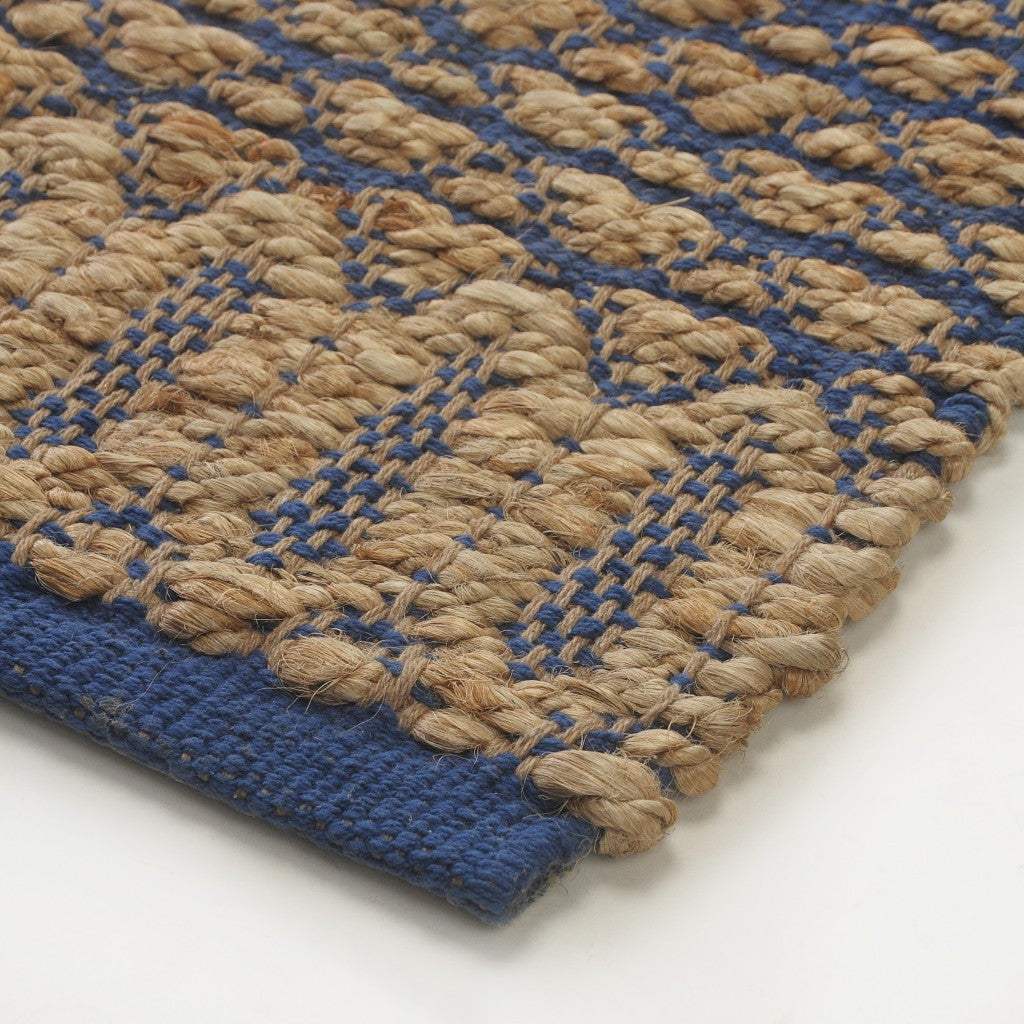 9' X 12' Tan and Blue Detailed Lattice Area Rug - Image 7