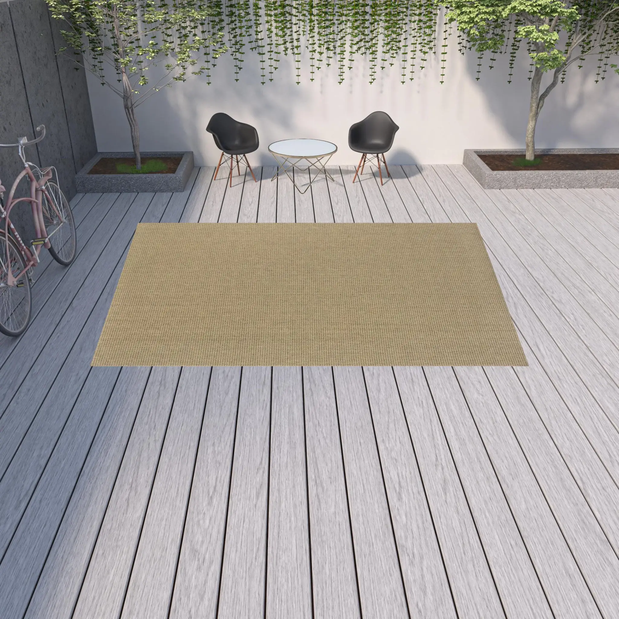 9' X 13' Beige Stain Resistant Indoor Outdoor Area Rug - Image 2