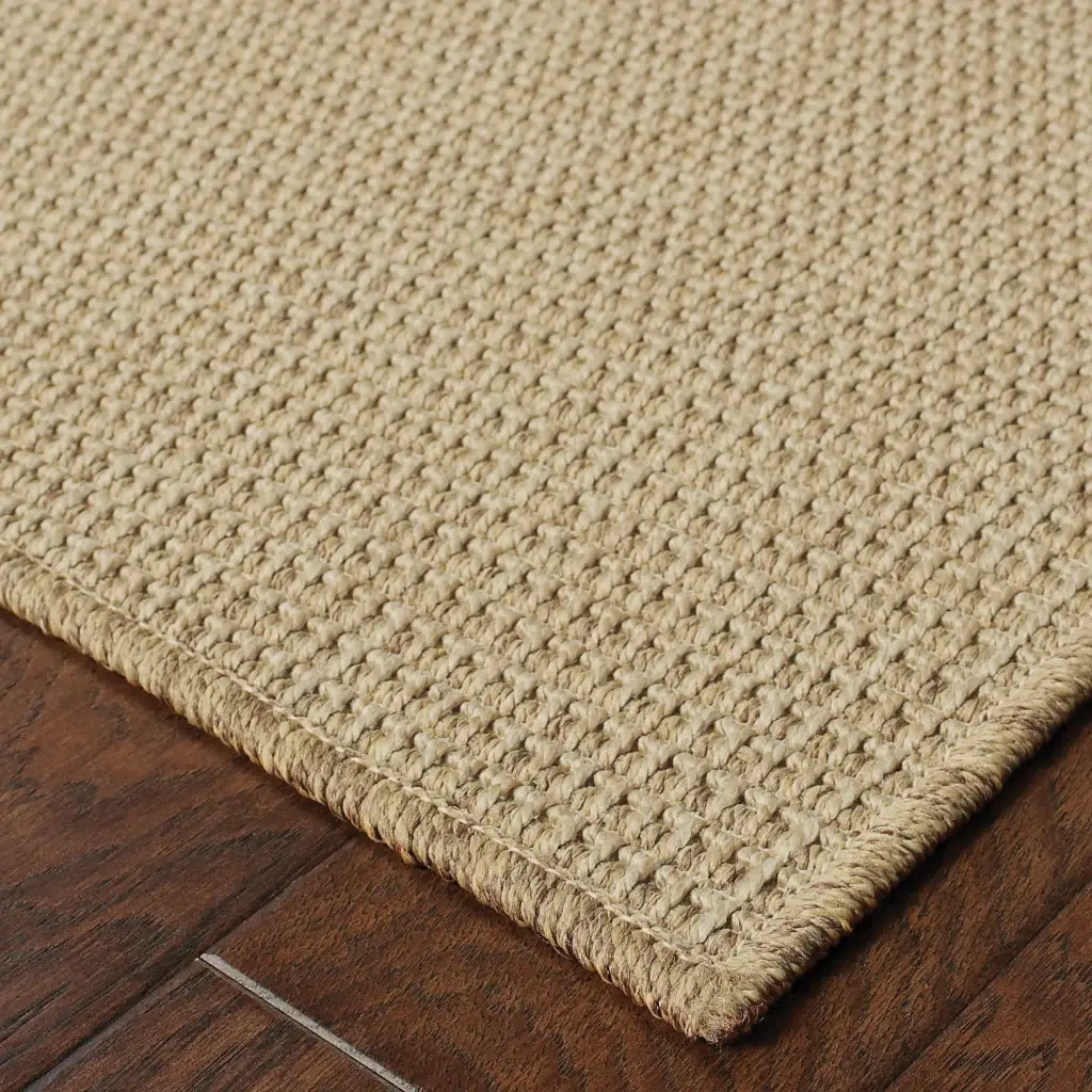 9' X 13' Beige Stain Resistant Indoor Outdoor Area Rug - Image 4