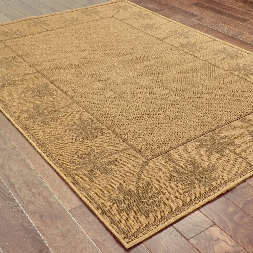 9' X 13' Beige Stain Resistant Indoor Outdoor Area Rug - Image 4