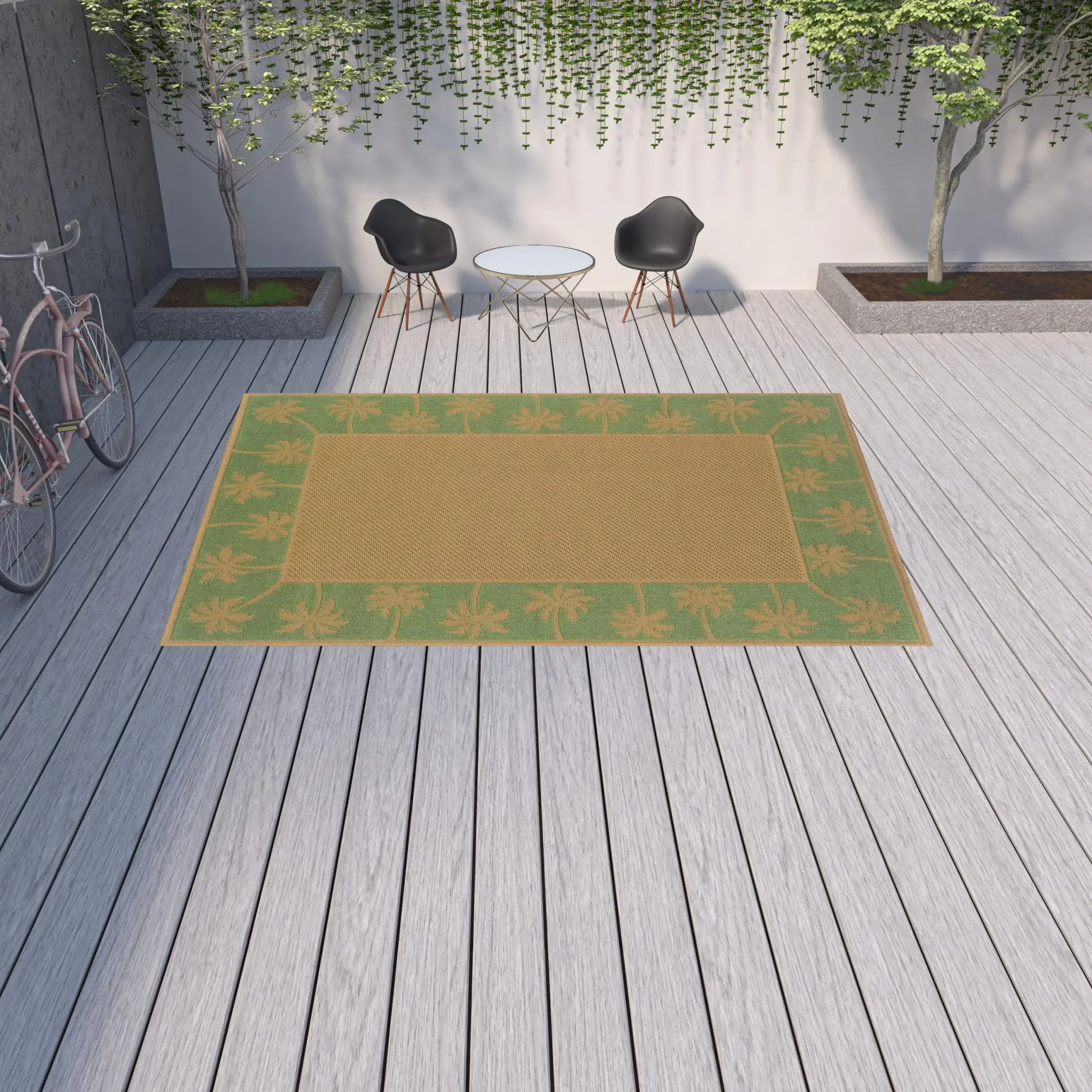 9' X 13' Beige Stain Resistant Indoor Outdoor Area Rug - Image 2