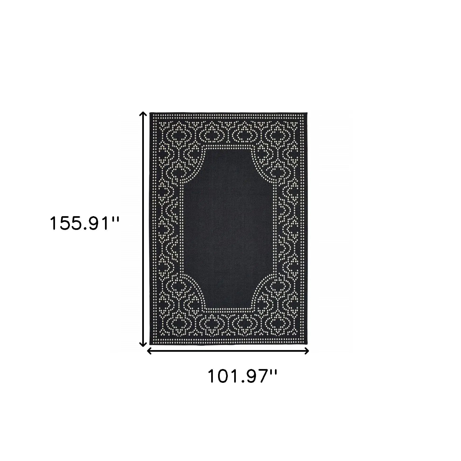 9' X 13' Black and Ivory Stain Resistant Indoor Outdoor Area Rug - Image 5