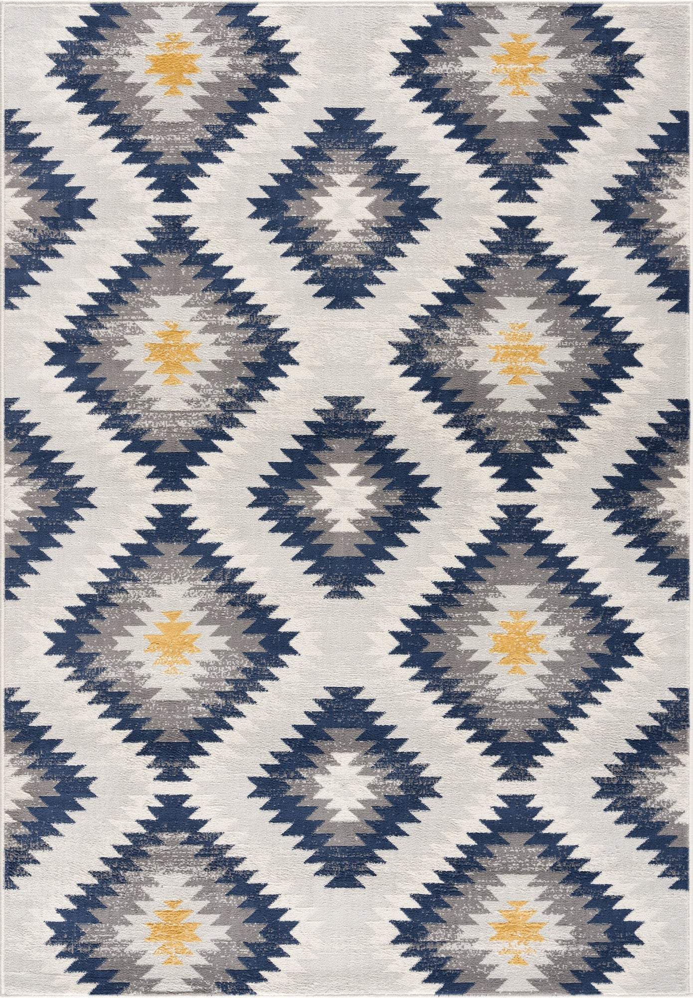 9' X 13' Blue and Gray Kilim Pattern Area Rug - Image 2