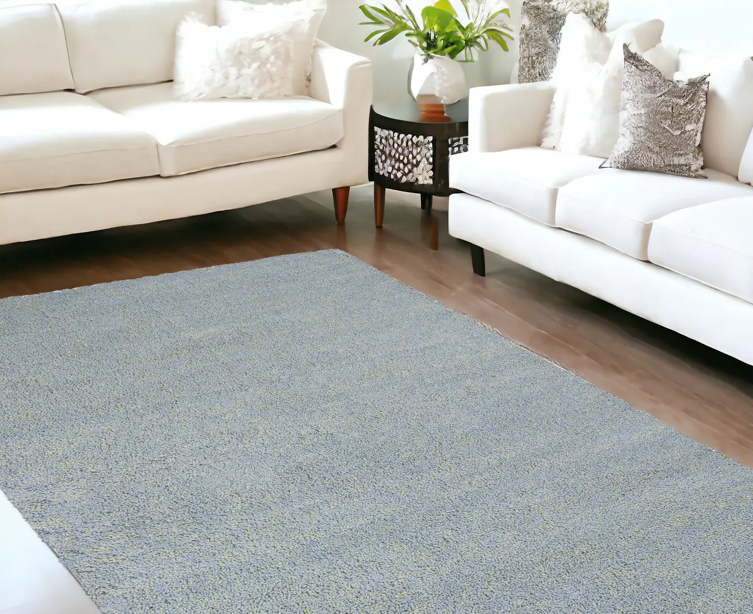 9' X 13' Blue Heather Indoor Shag Rug