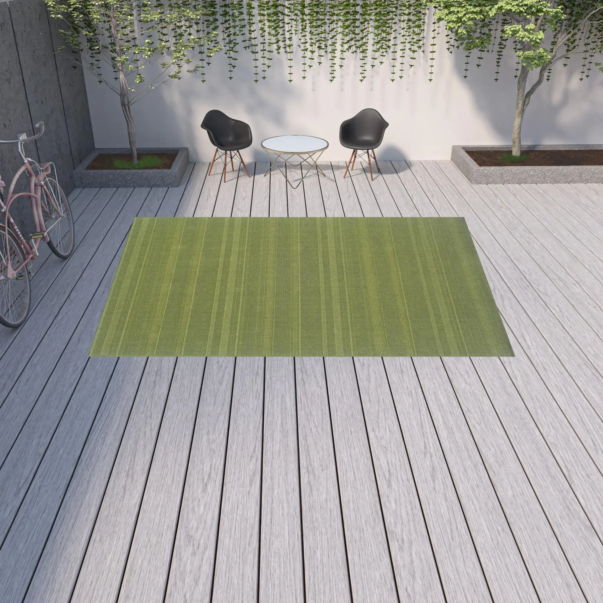9' X 13' Green Stain Resistant Indoor Outdoor Area Rug - Image 2