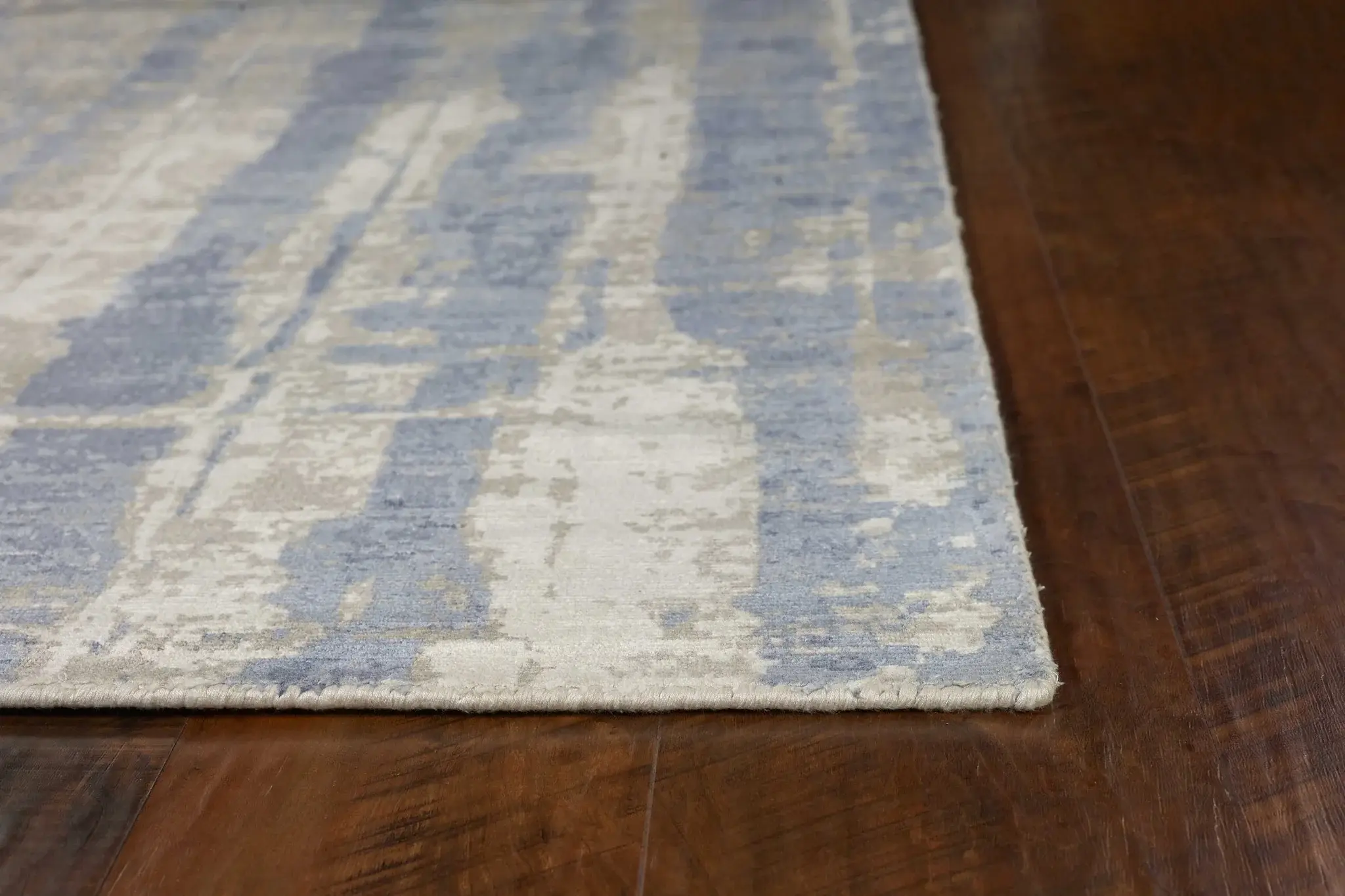 9' X 13' Grey Blue Hand Loomed Abstract Brushstroke Indoor Area Rug - Image 3
