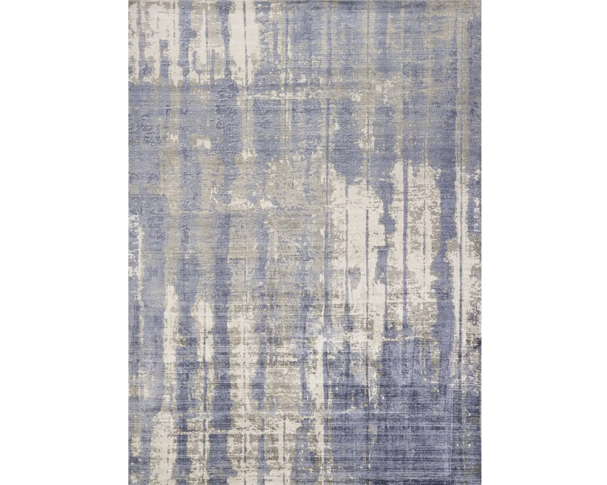 9' X 13' Grey Blue Hand Loomed Abstract Brushstroke Indoor Area Rug - Image 4