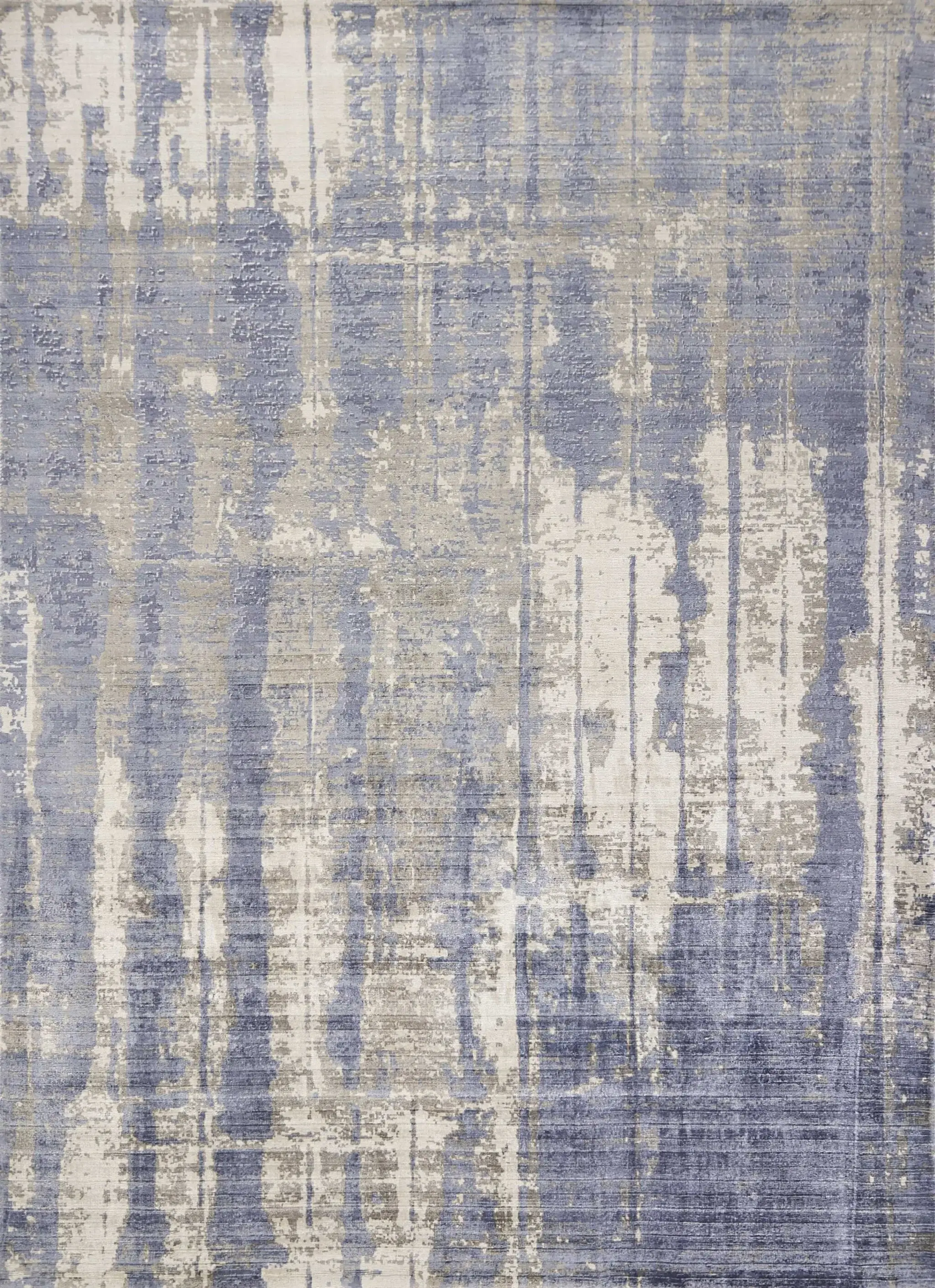 9' X 13' Grey Blue Hand Loomed Abstract Brushstroke Indoor Area Rug - Image 6