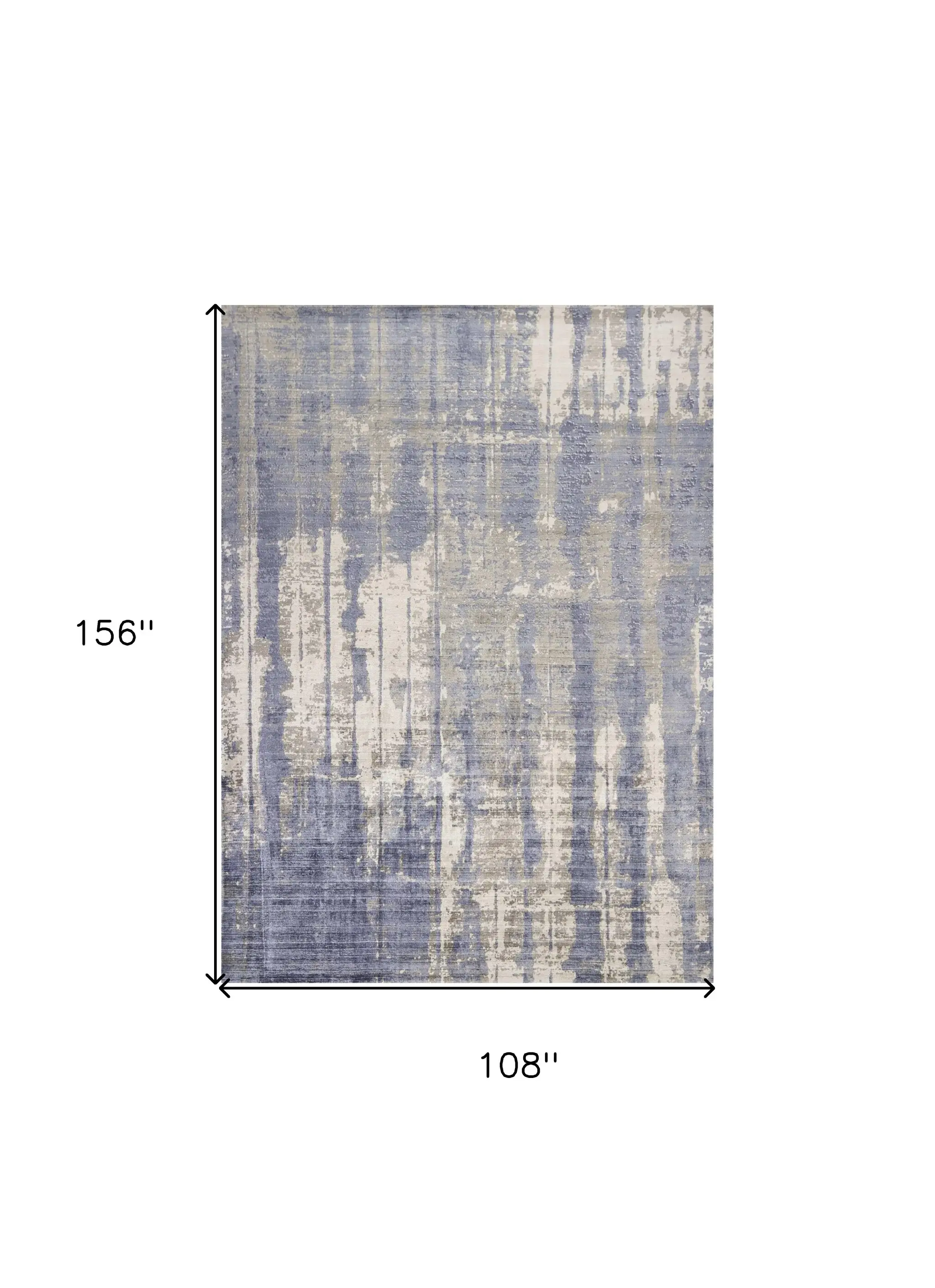 9' X 13' Grey Blue Hand Loomed Abstract Brushstroke Indoor Area Rug - Image 7