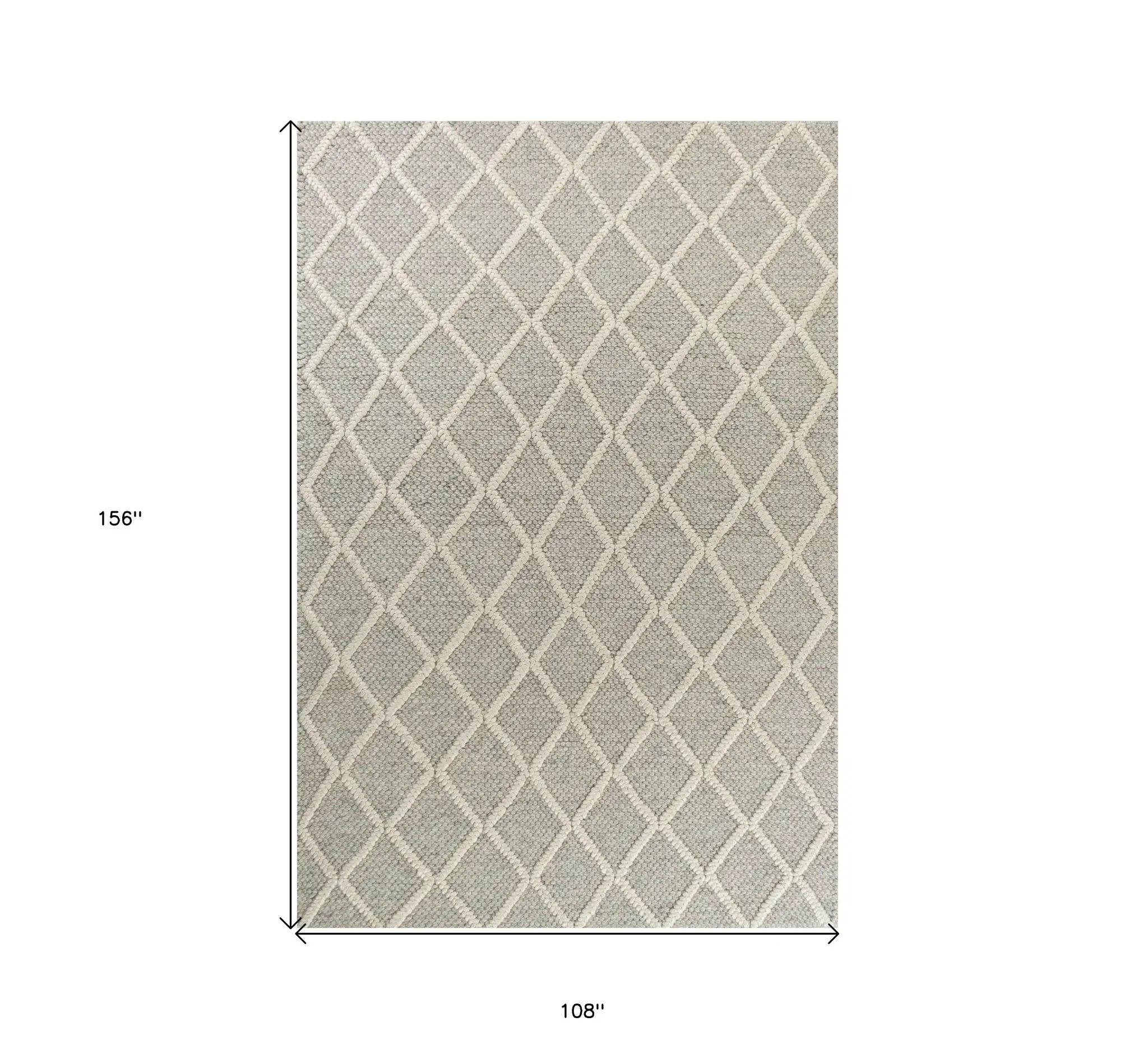 9' X 13' Grey Hand Woven Diamond Pattern Indoor Area Rug - Image 3