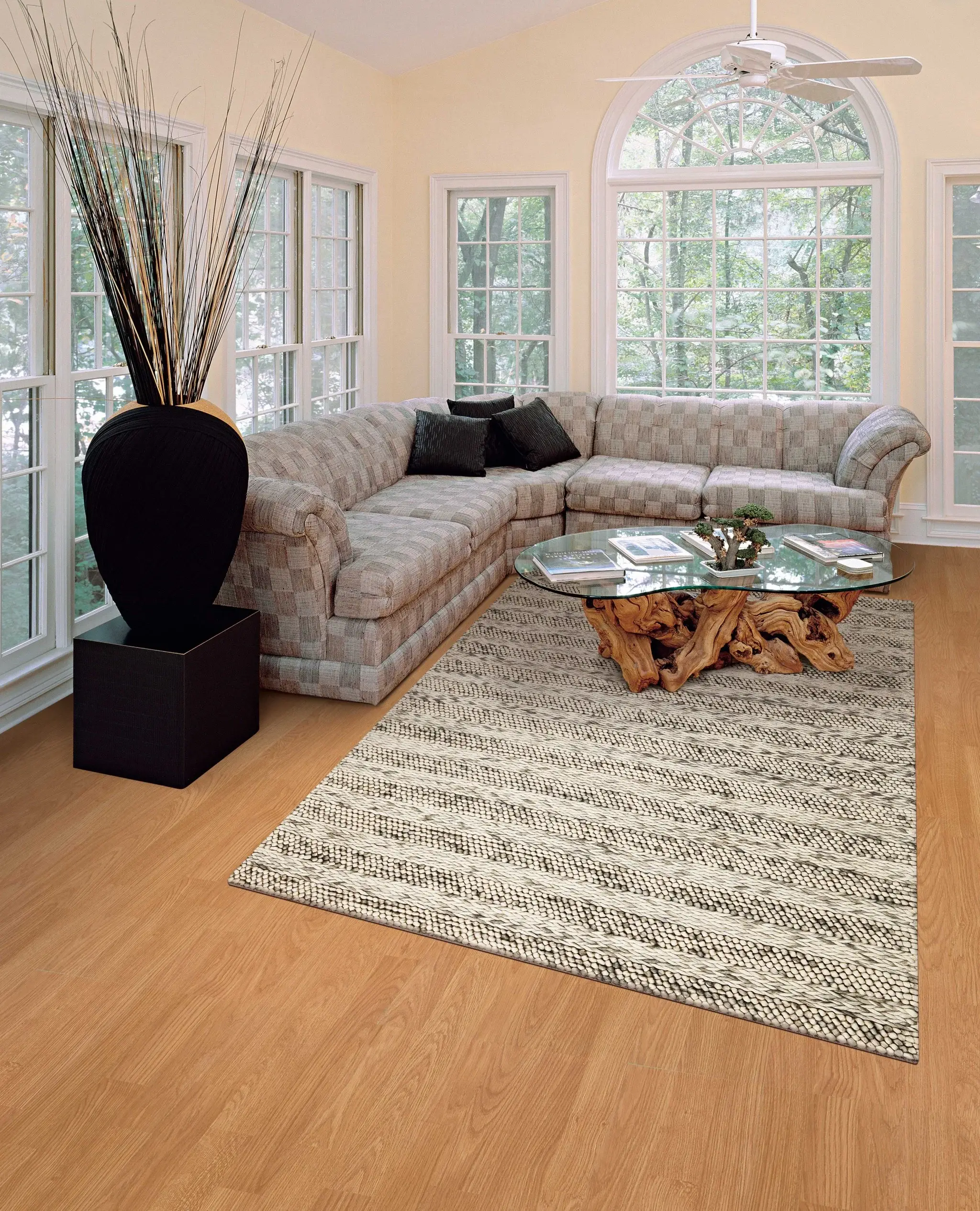 9' X 13' Grey Heather Hand Woven Knobby Stripes Indoor Area Rug - Image 6