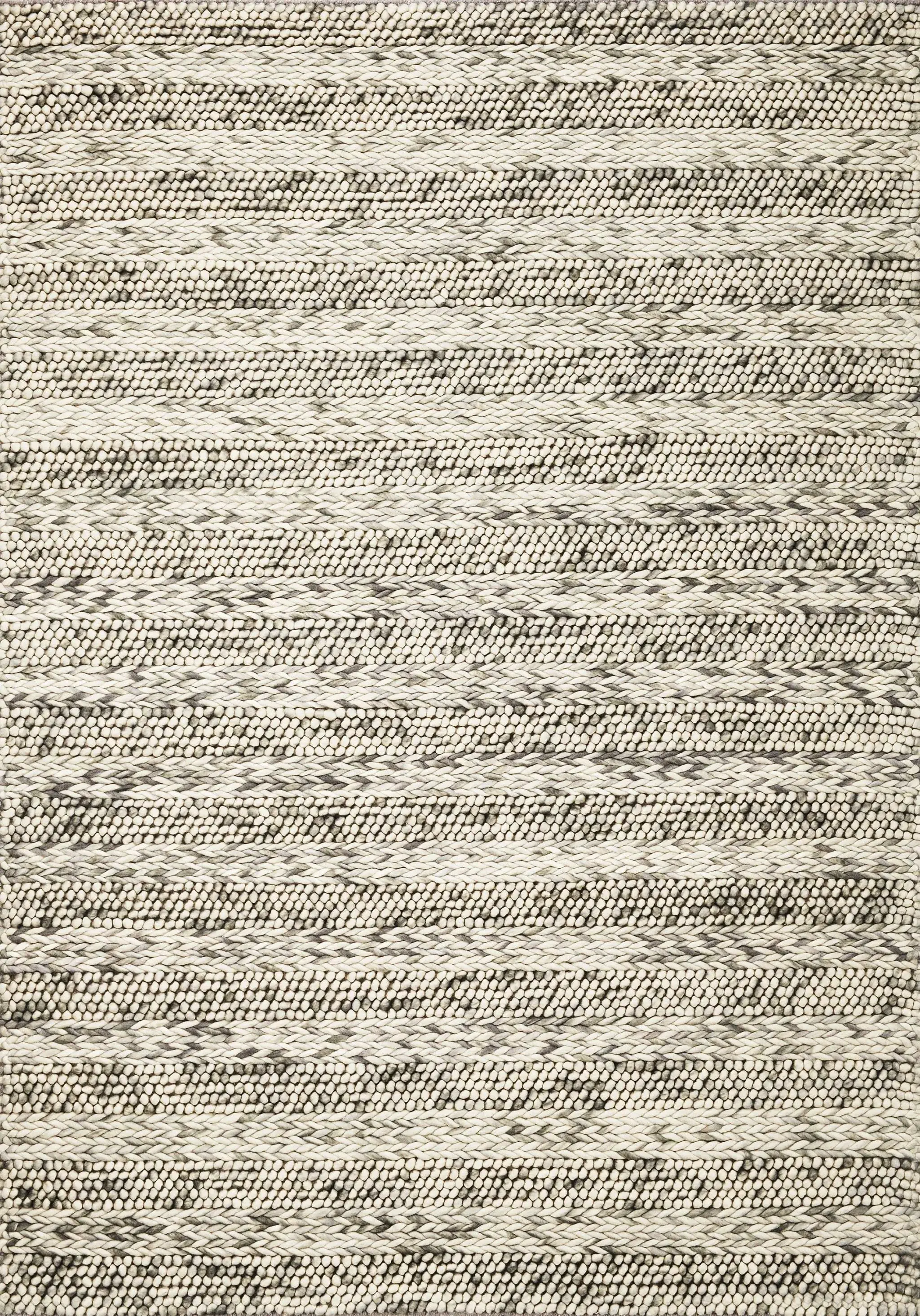 9' X 13' Grey Heather Hand Woven Knobby Stripes Indoor Area Rug - Image 7