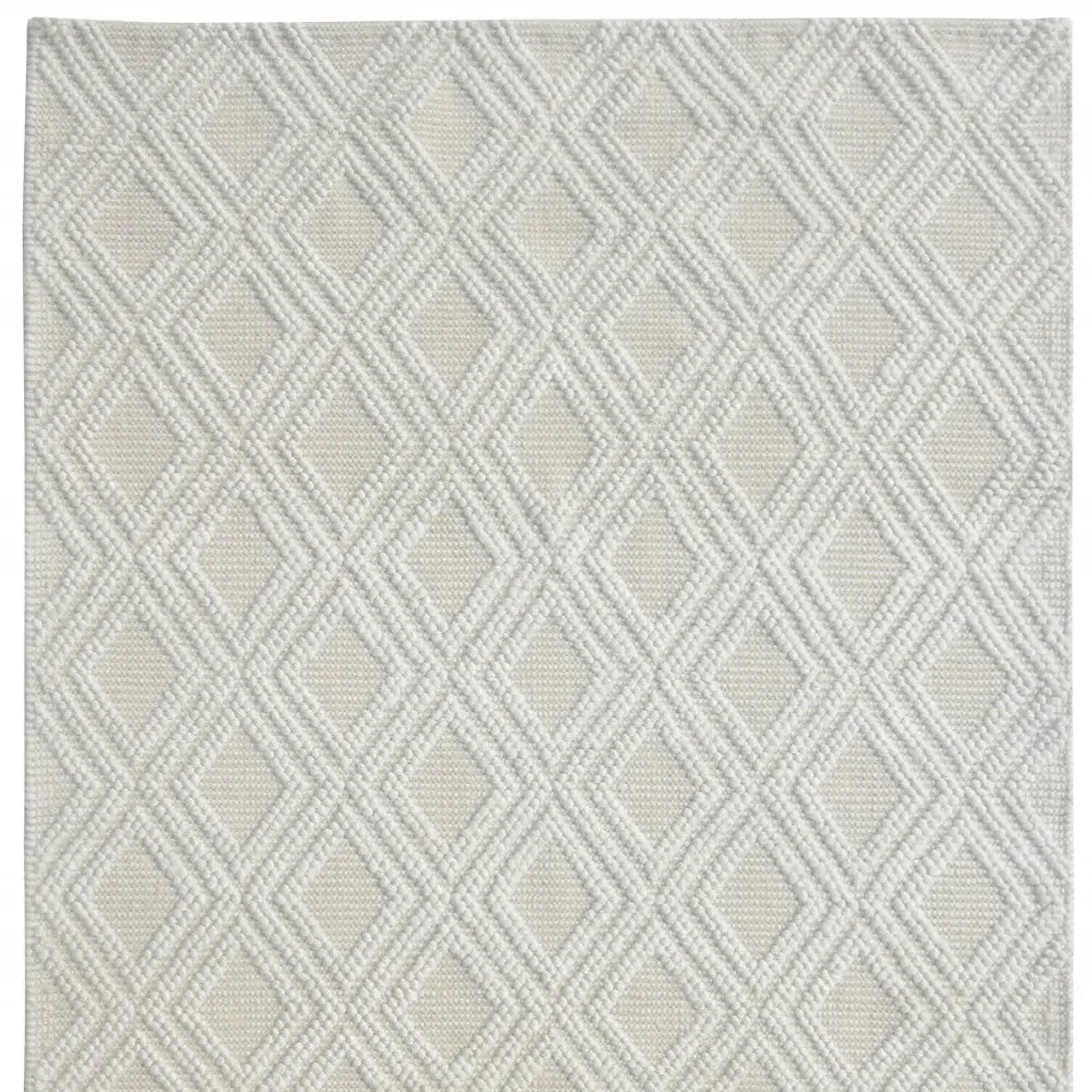 9' X 13' Ivory Diamond Lattice Modern Area Rug - Image 7