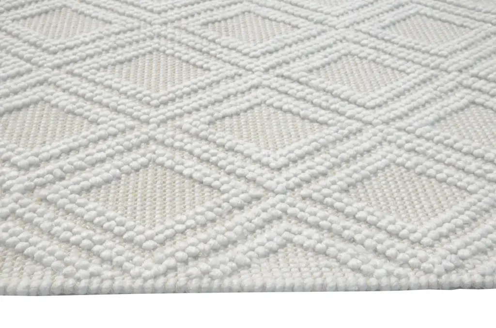 9' X 13' Ivory Diamond Lattice Modern Area Rug - Image 8