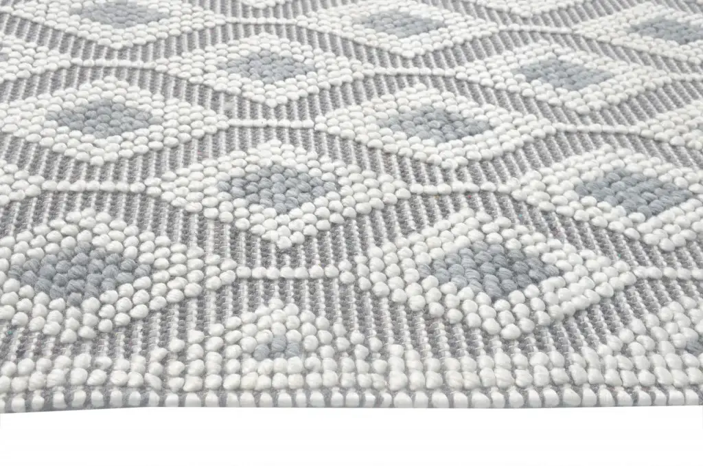9' X 13' Ivory Gray Diamond Trellis Modern Area Rug - Image 4