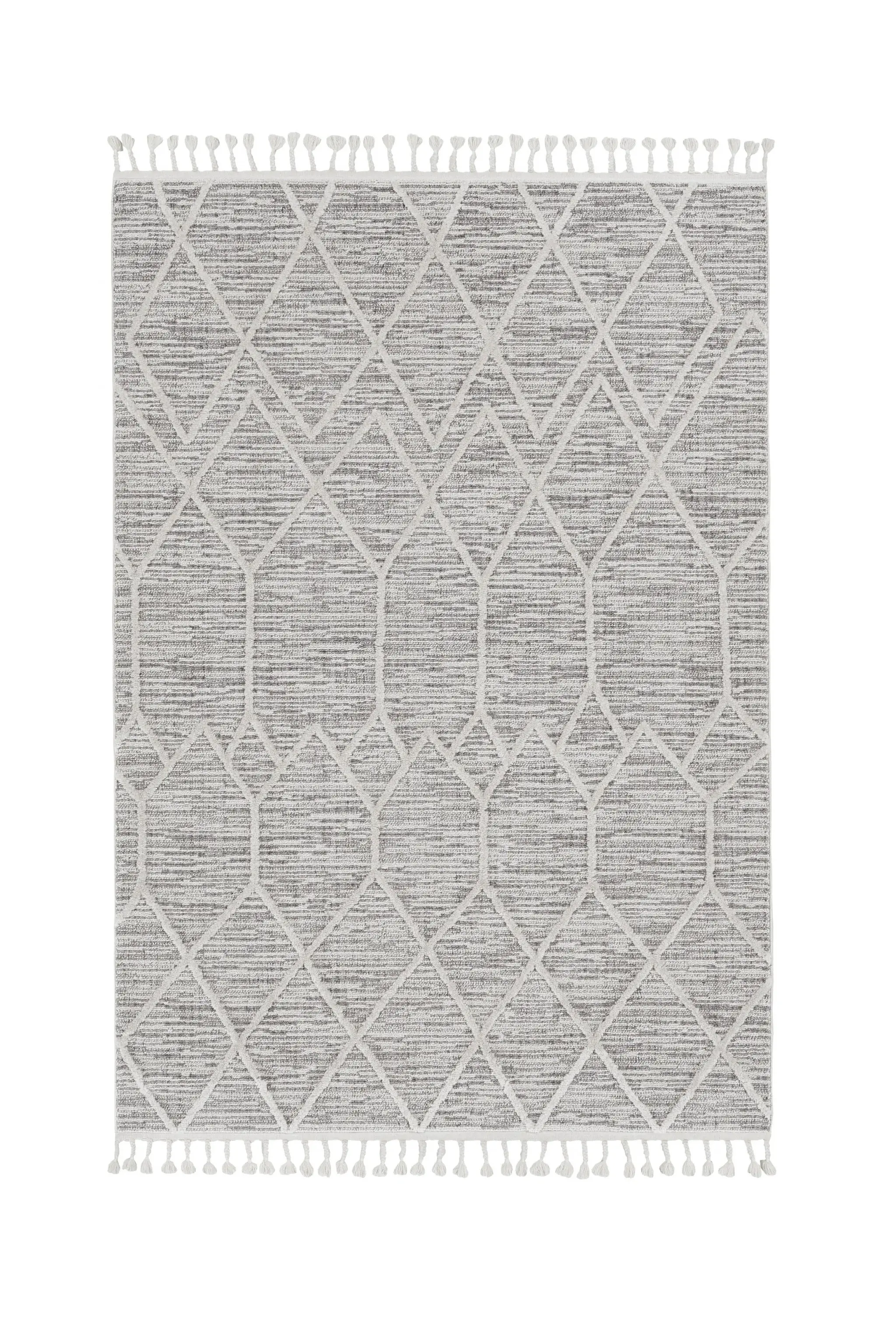 9' X 13' Ivory Grey Machine Woven Geometric Indoor Area Rug - Image 2