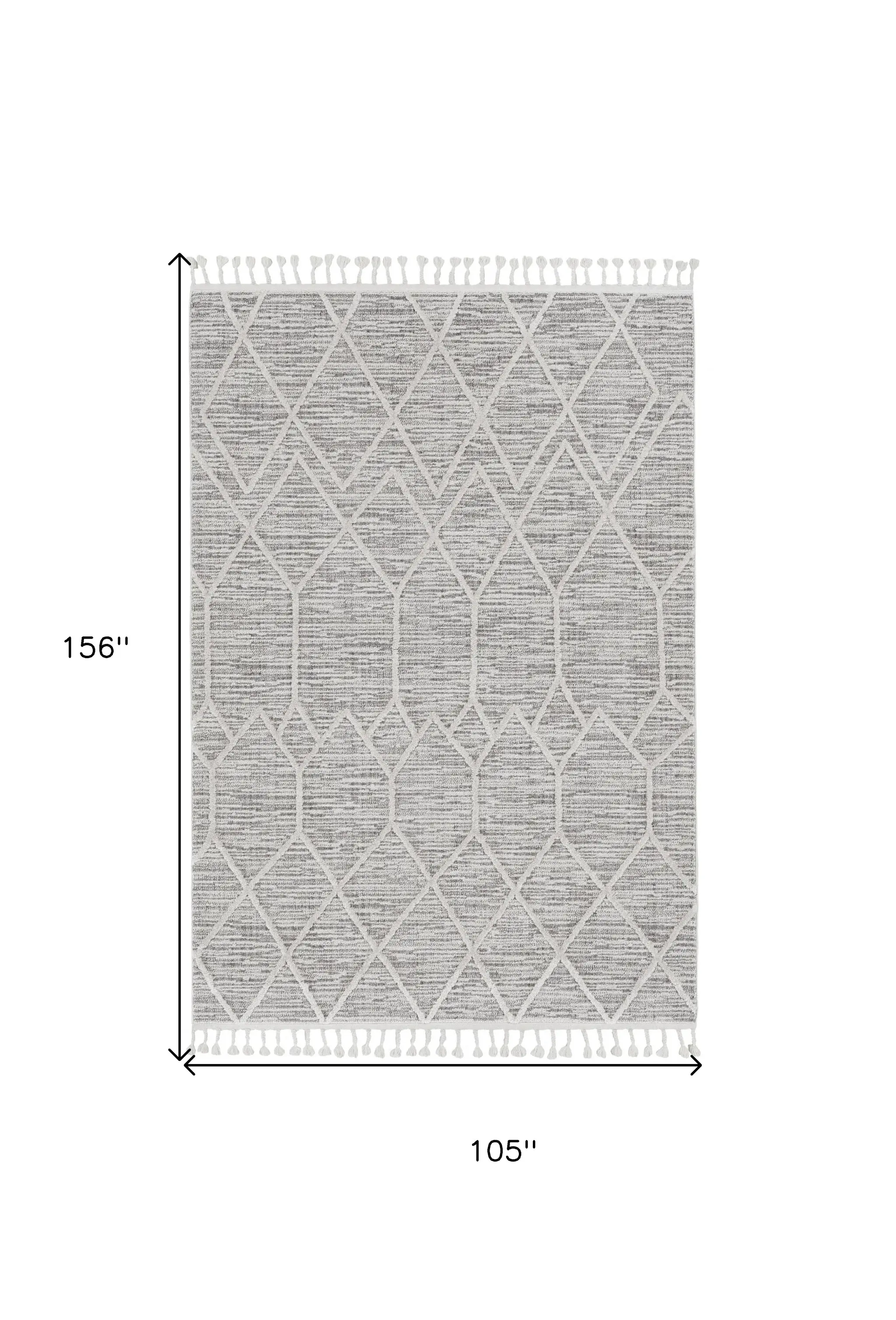 9' X 13' Ivory Grey Machine Woven Geometric Indoor Area Rug - Image 3
