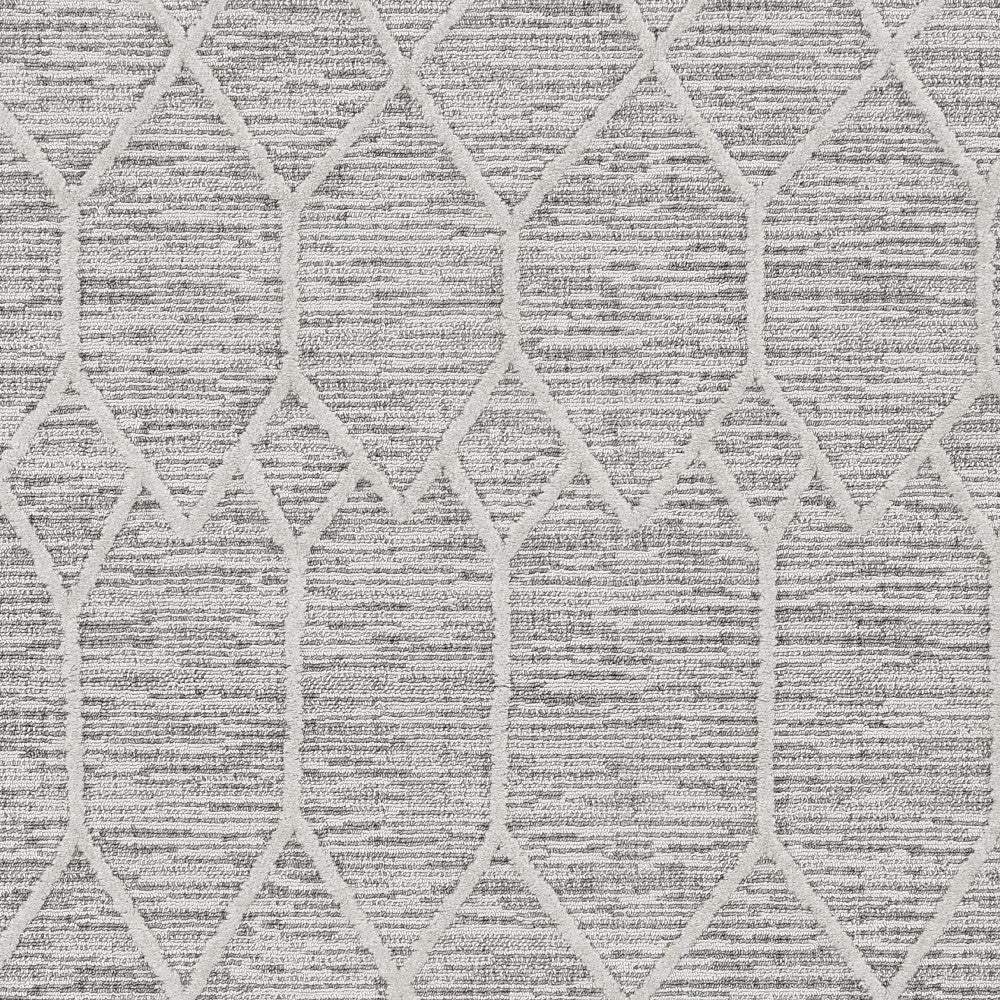 9' X 13' Ivory Grey Machine Woven Geometric Indoor Area Rug - Image 4