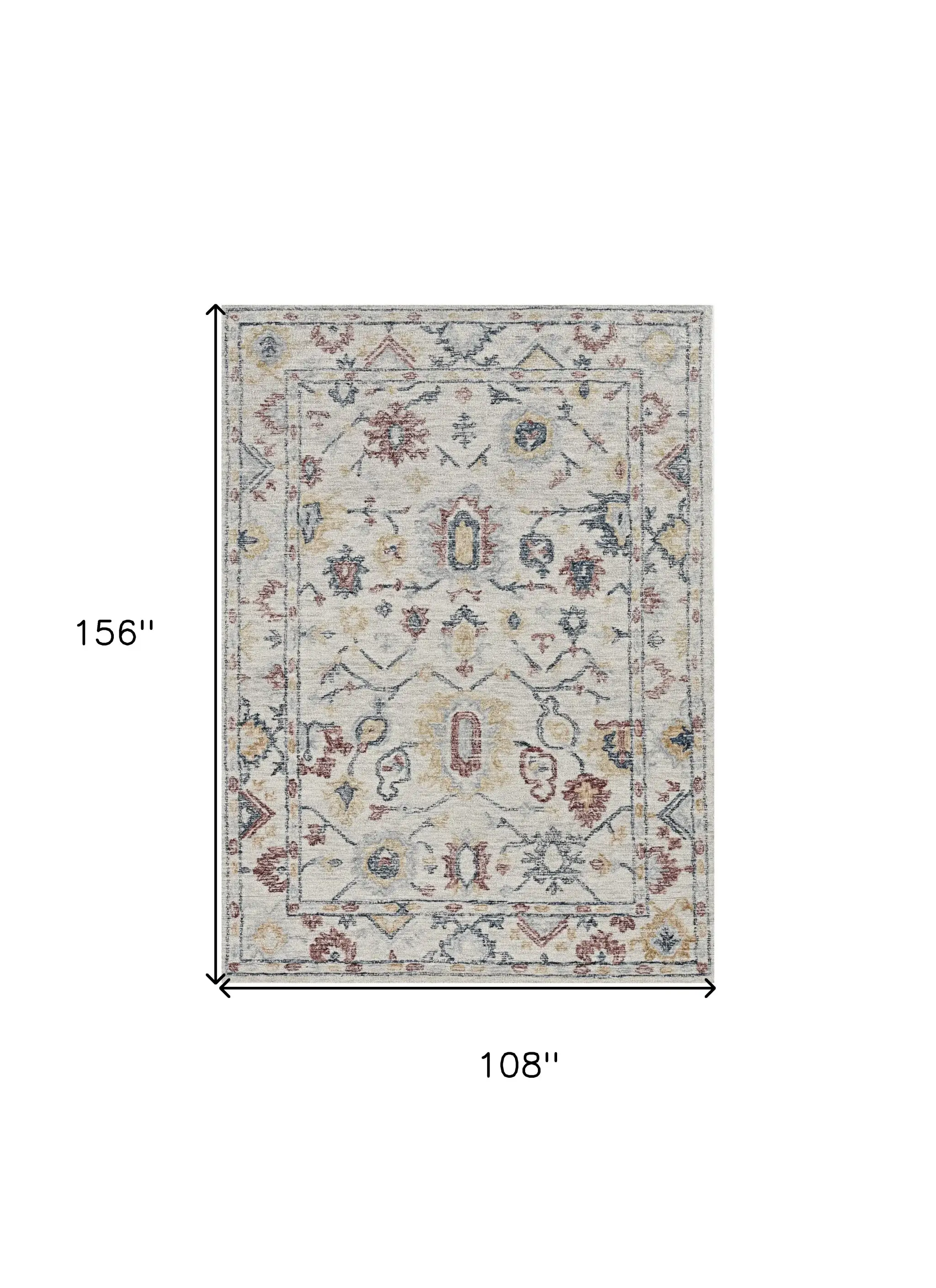 9' X 13' Ivory Hand Tufted Space Dyed Floral Traditional Indoor Area Rug - Image 3