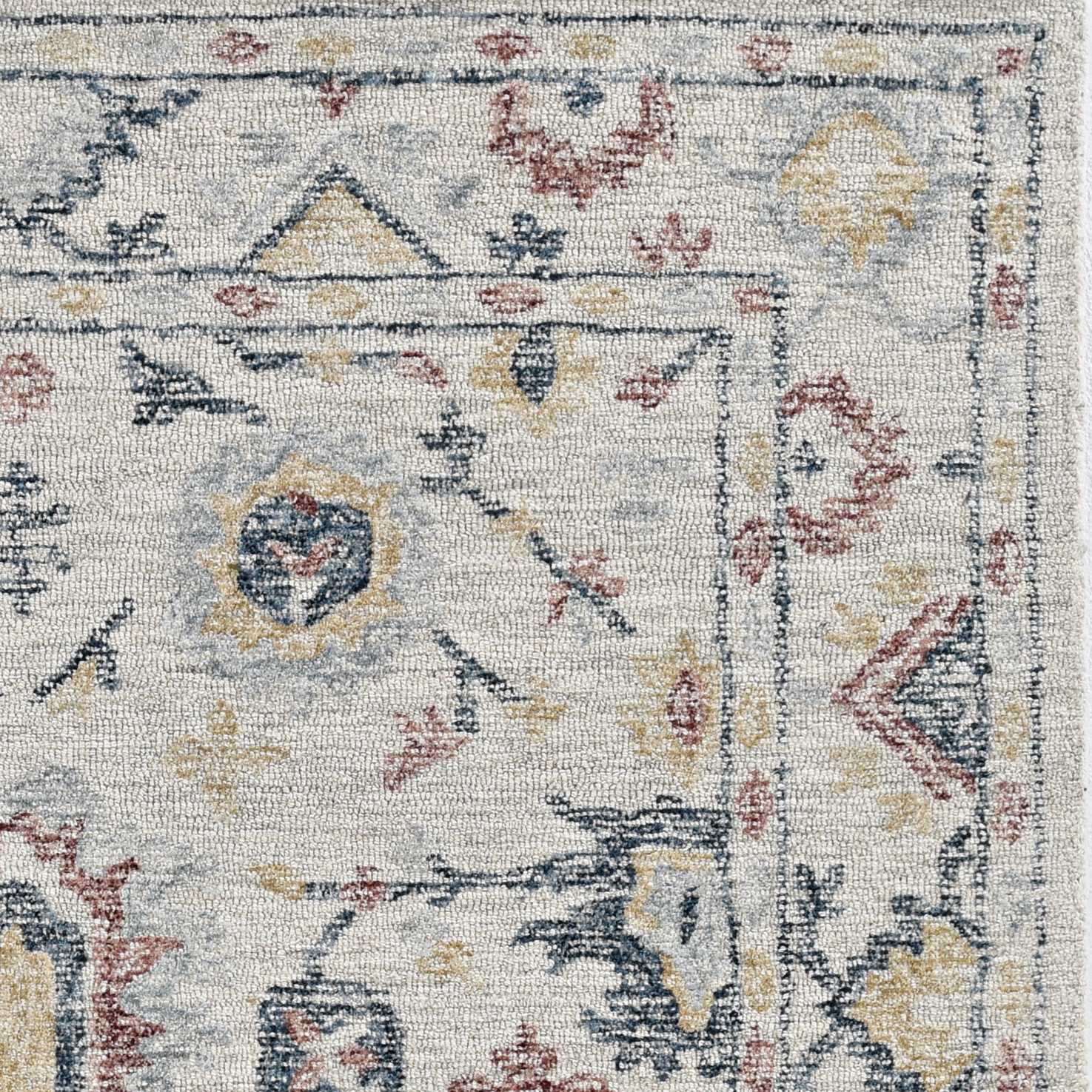 9' X 13' Ivory Hand Tufted Space Dyed Floral Traditional Indoor Area Rug - Image 5